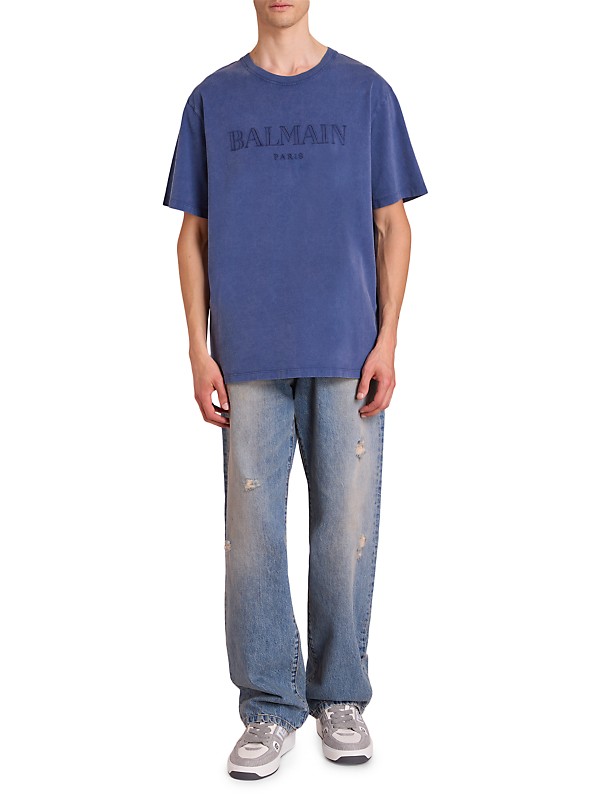 Shop Balmain Logo-Embroidered Cotton T-Shirt | Saks Fifth Avenue Shop Balmain Logo-Embroidered Cotton T-Shirt | Saks Fifth Avenue