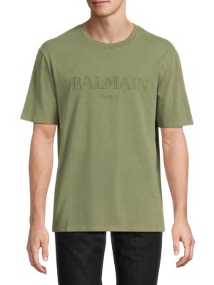 Balmain Logo-Embroidered Cotton T-Shirt | Saks Fifth Avenue