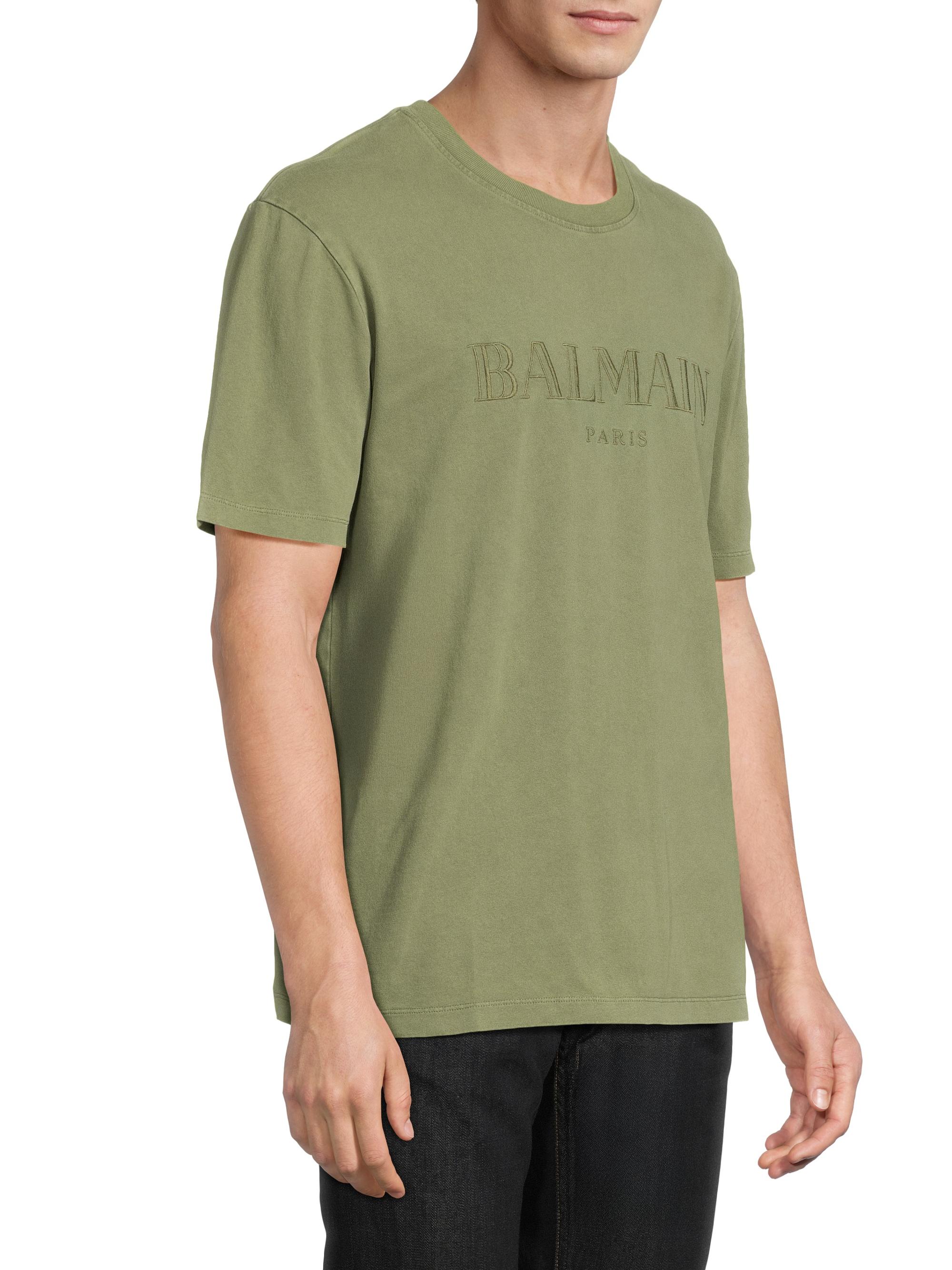 Balmain Logo-Embroidered Cotton T-Shirt | Saks Fifth Avenue