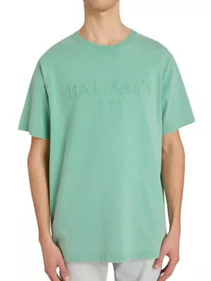 Shop Balmain Logo-Embroidered Cotton T-Shirt | Saks Fifth Avenue