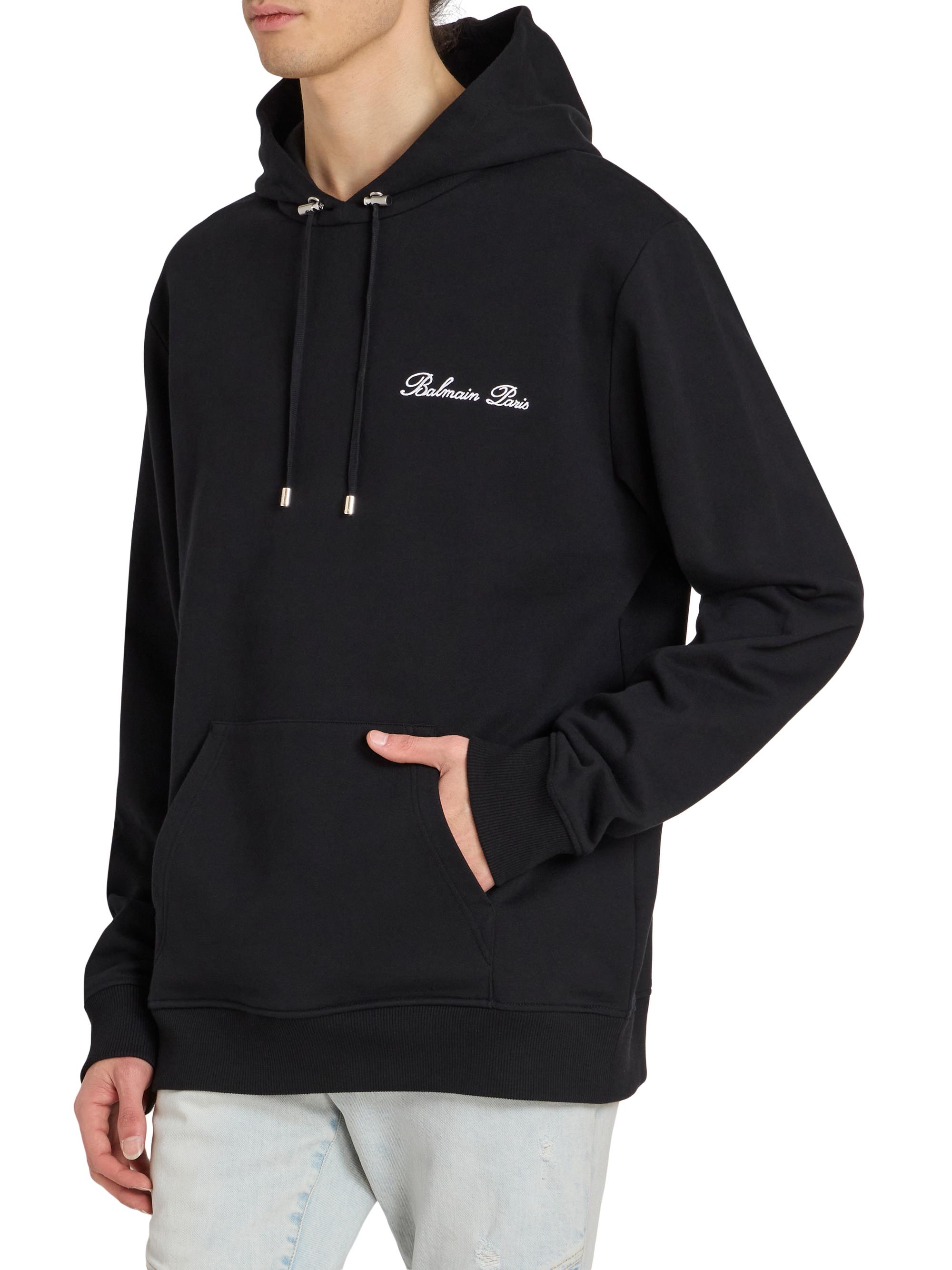 Balmain Black Embroidered Hoodie