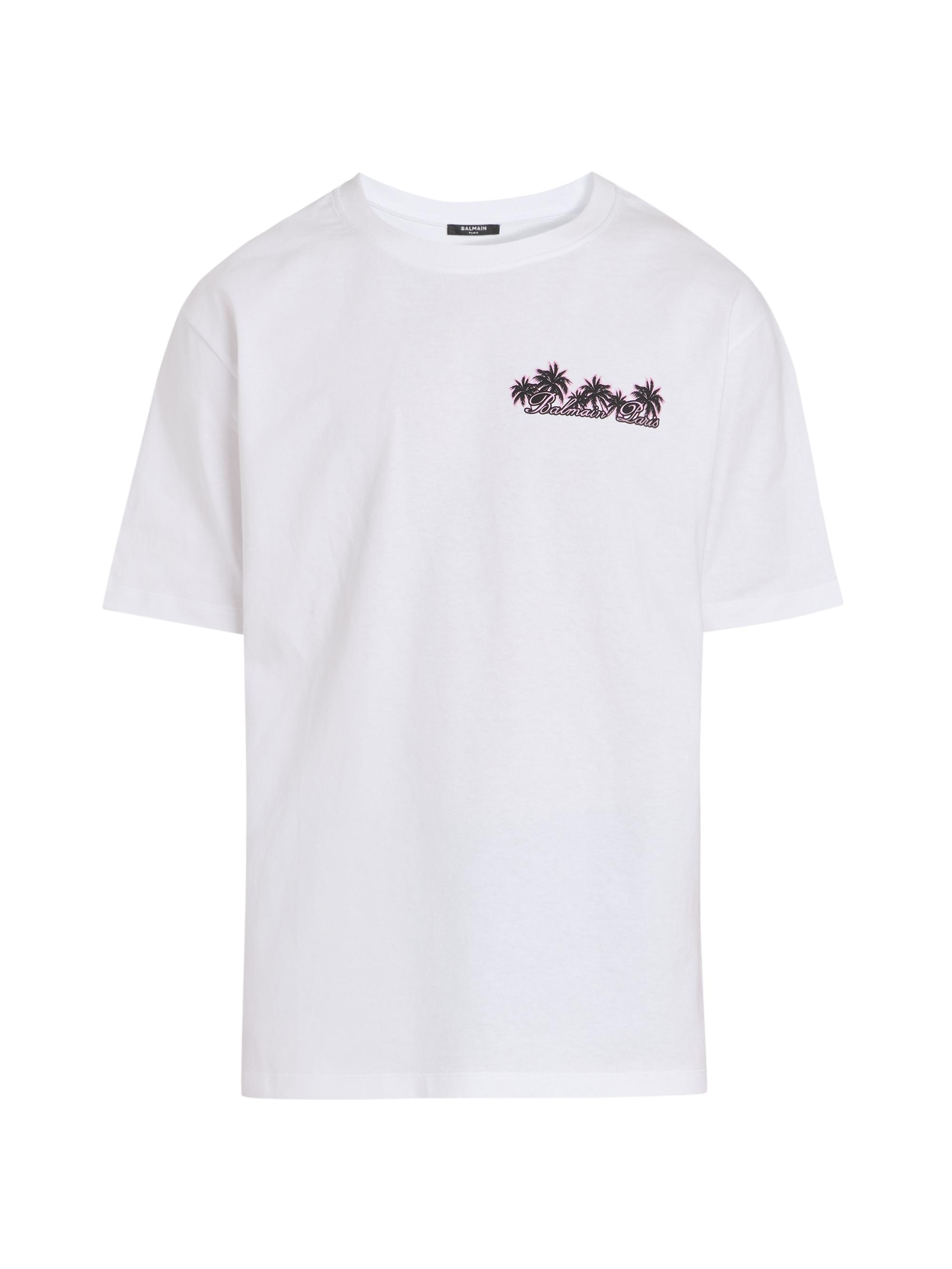 Balmain Men's Graphic Cotton T-Shirt - White Multi