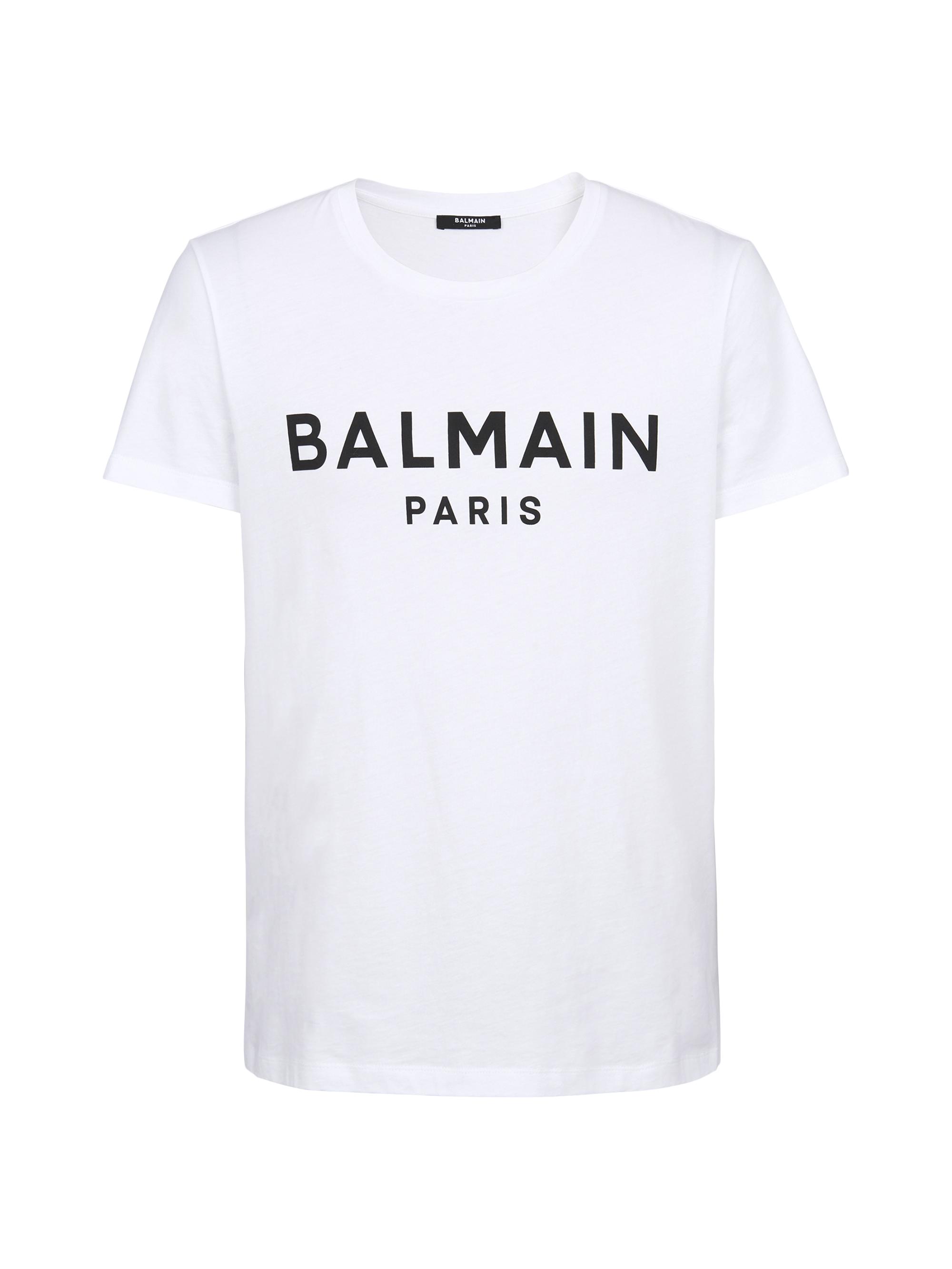 Balmain Men's Logo Cotton T-Shirt - Blanc Noir