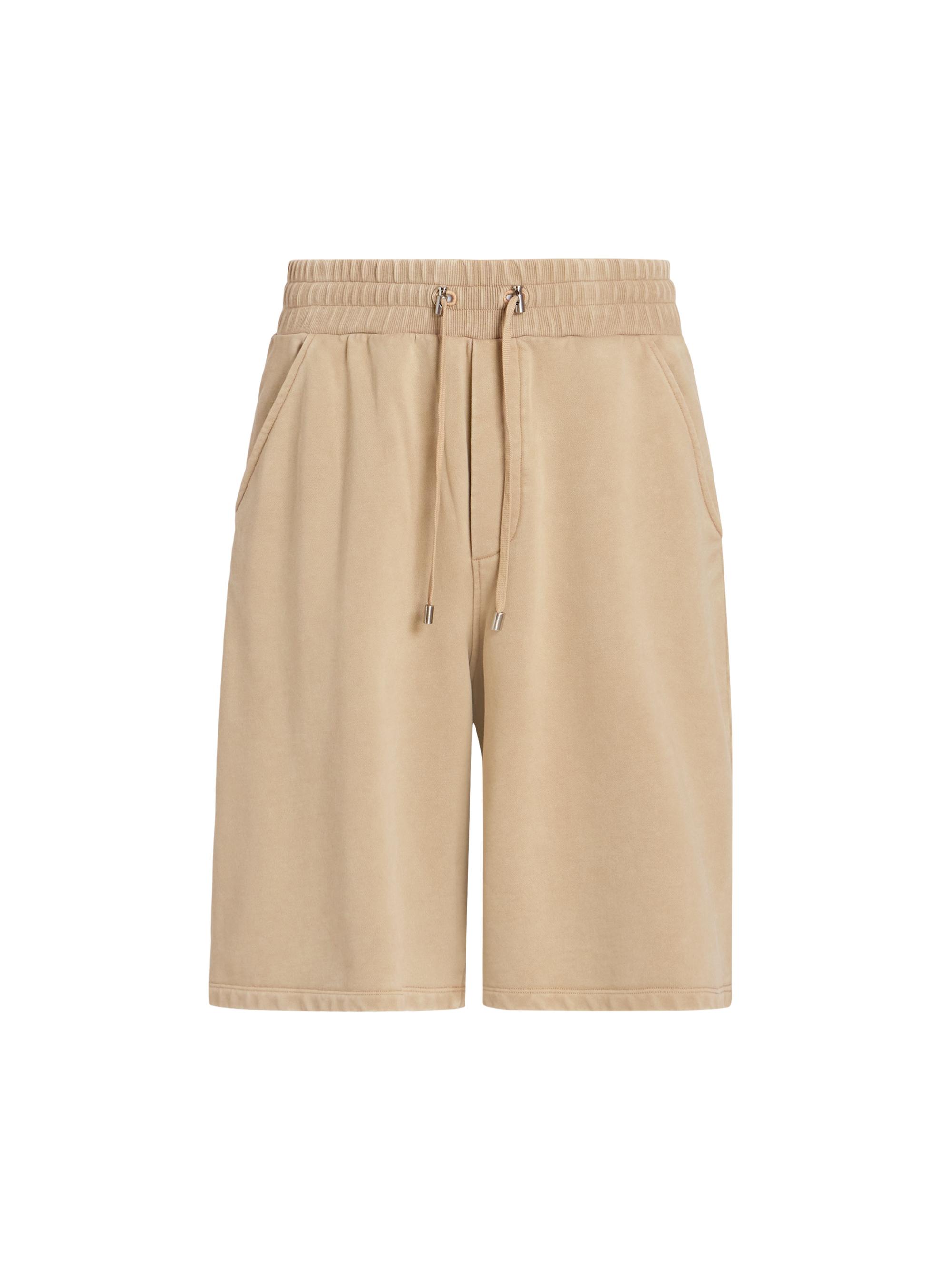 Balmain Men's Logo-Embroidered Cotton Bermuda Shorts - Sable