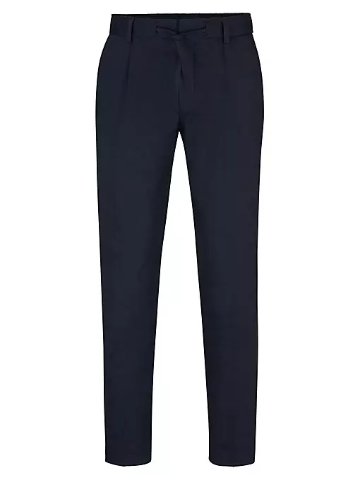 BOSS - Relaxed Fit Trousers in a Linen Blend