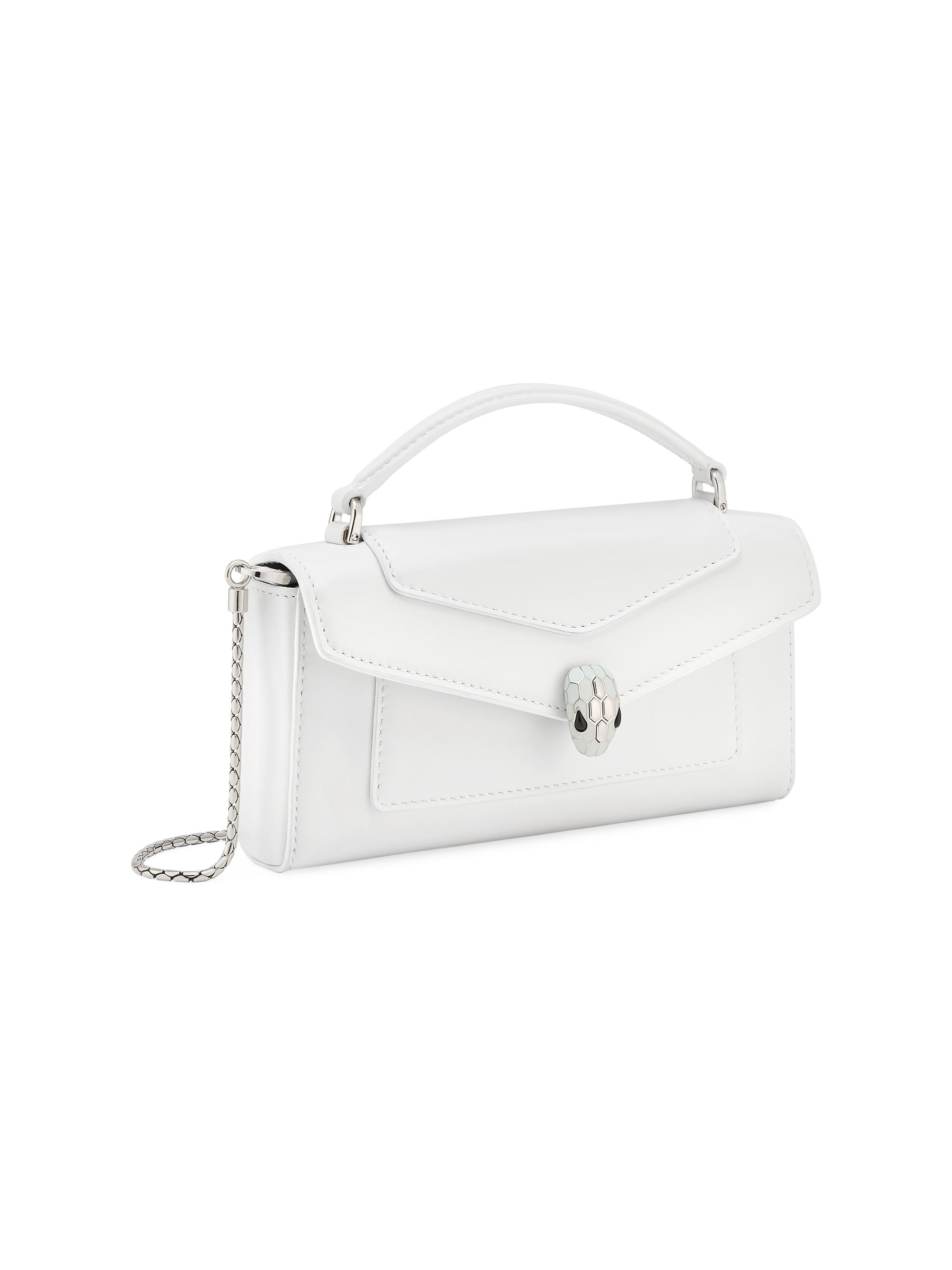 BVLGARI Women's Serpenti Striated Leather Phone Pouch - Silver