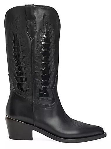 Whitney 55MM Crocodile-Embossed Leather Boots