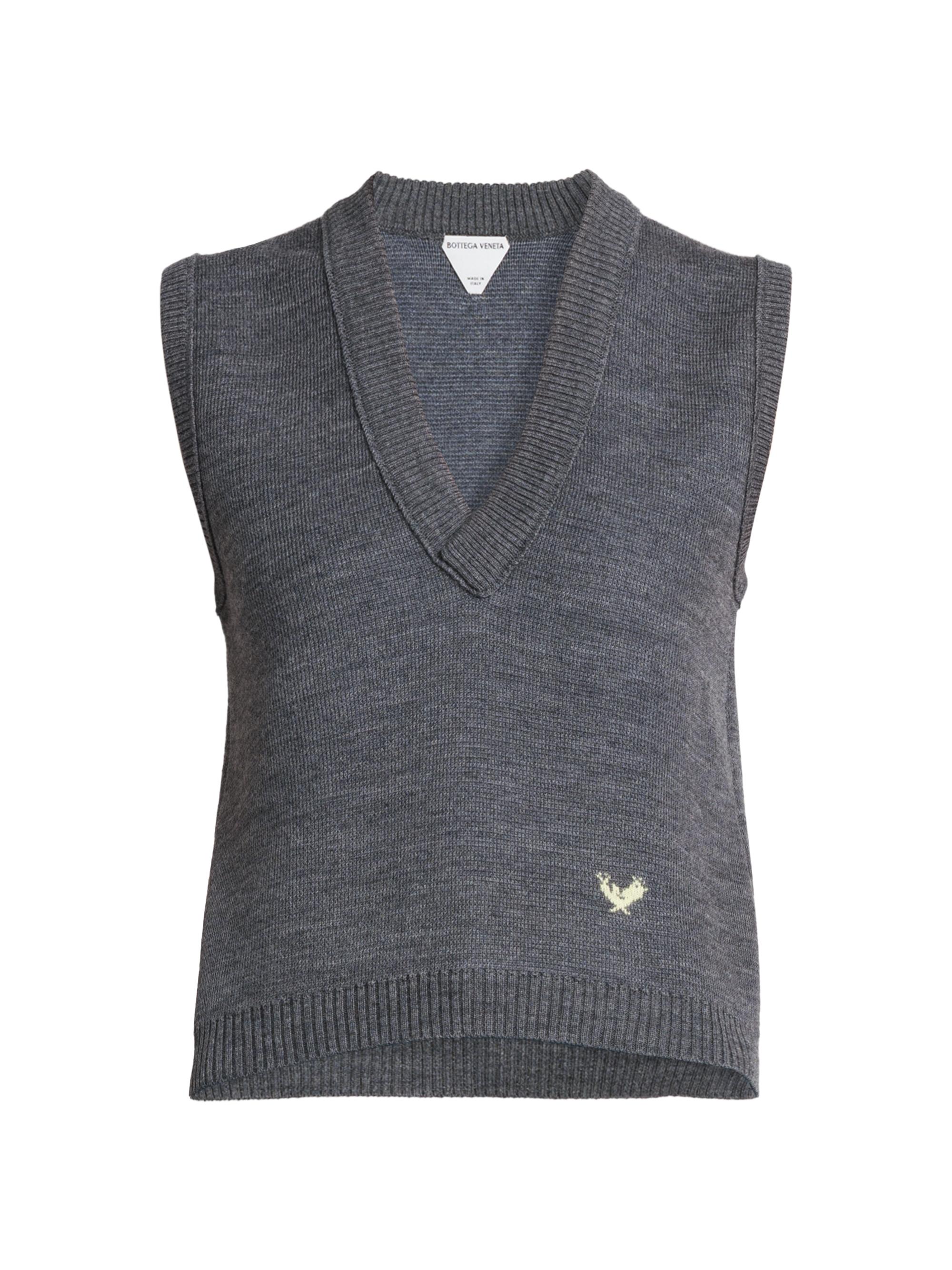 Bottega Veneta Women's Logo Wool Sweater Vest - Thunder