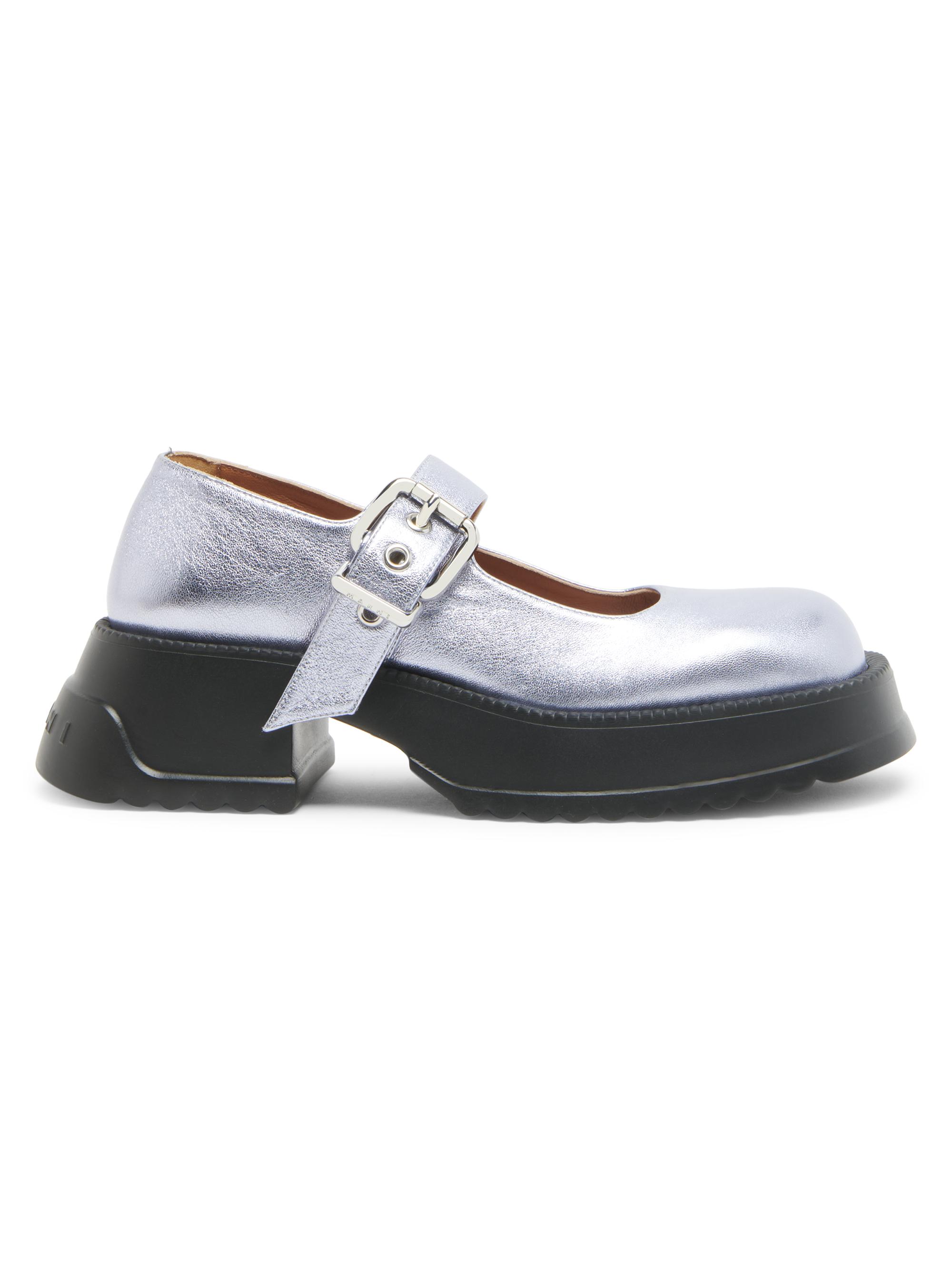 Marni Women's 50MM Metallic Leather Buckle Mary Janes - Light Blue