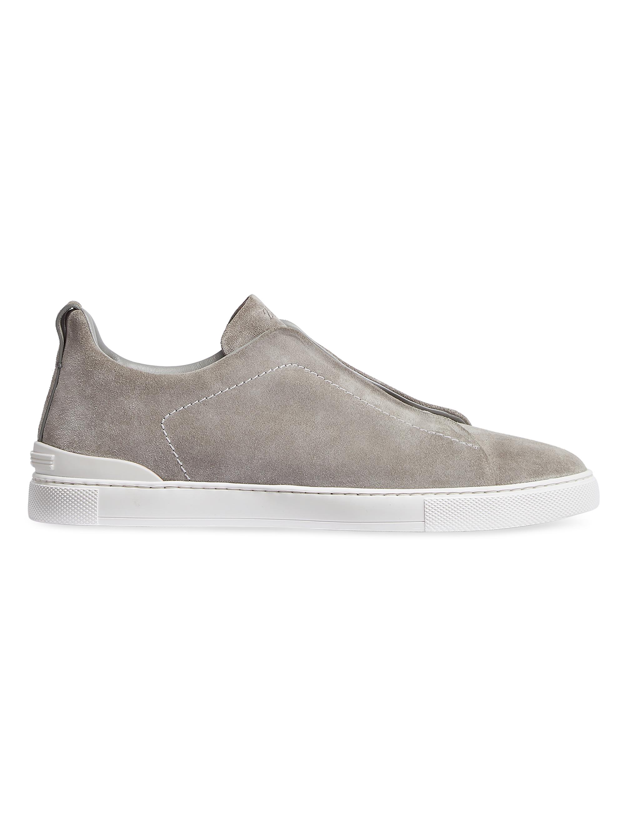 ZEGNA Men's Suede Triple Stitch Sneakers - Grey Melange