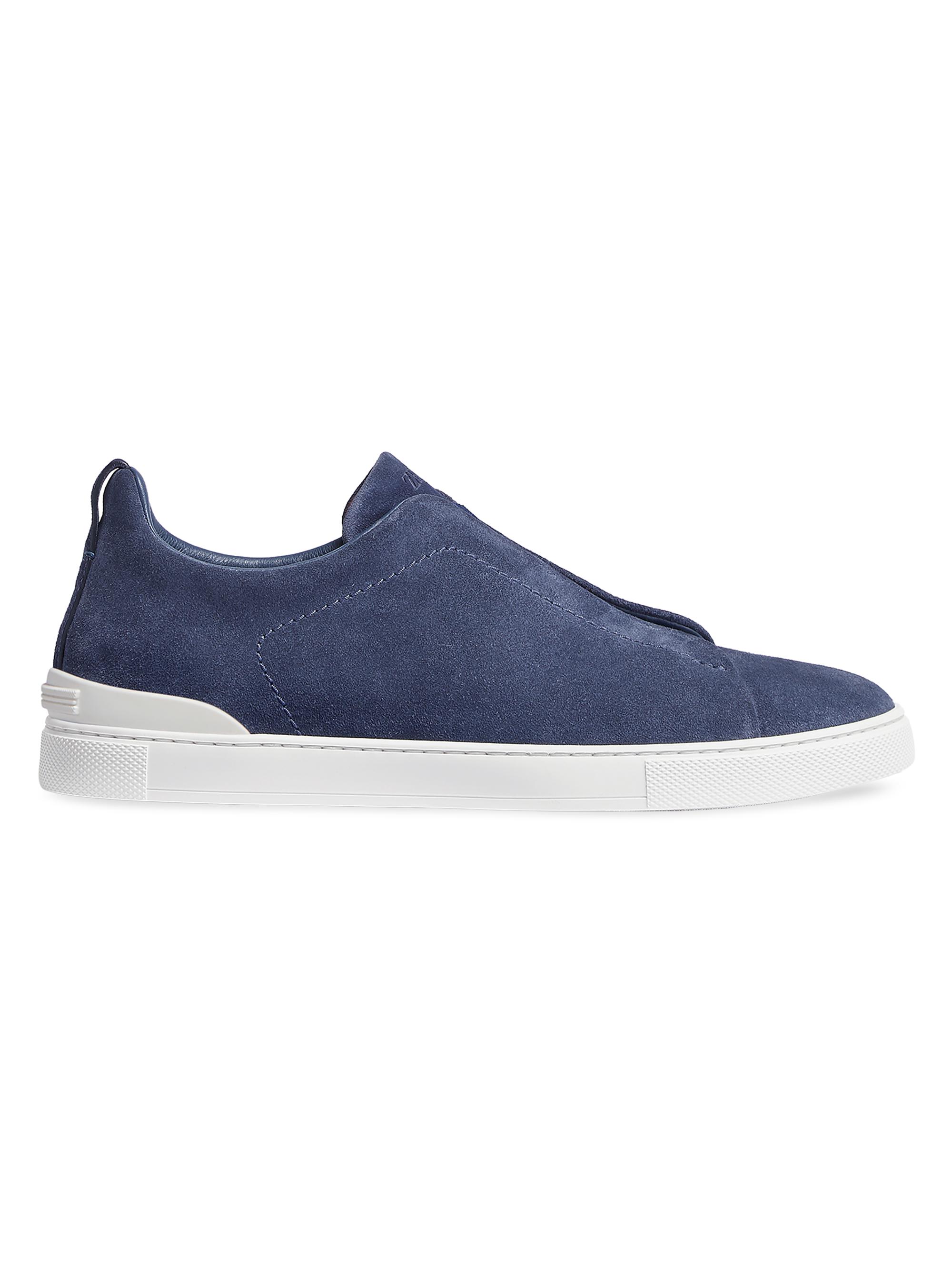 ZEGNA Men's Suede Triple Stitch Sneakers - Utility Blue