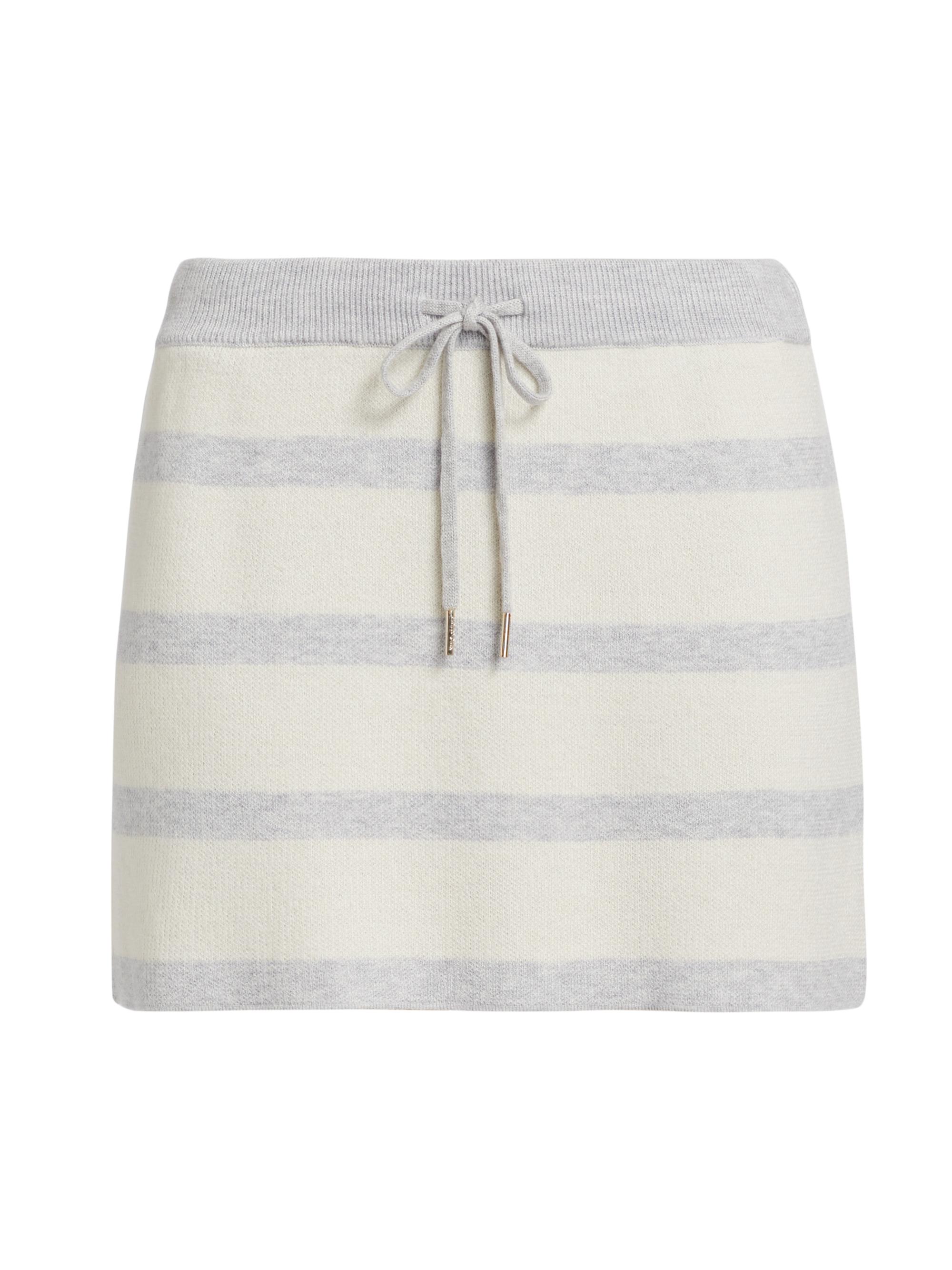Stellae Dux Women's Striped Knit Miniskirt - Light Heather Grey Linen