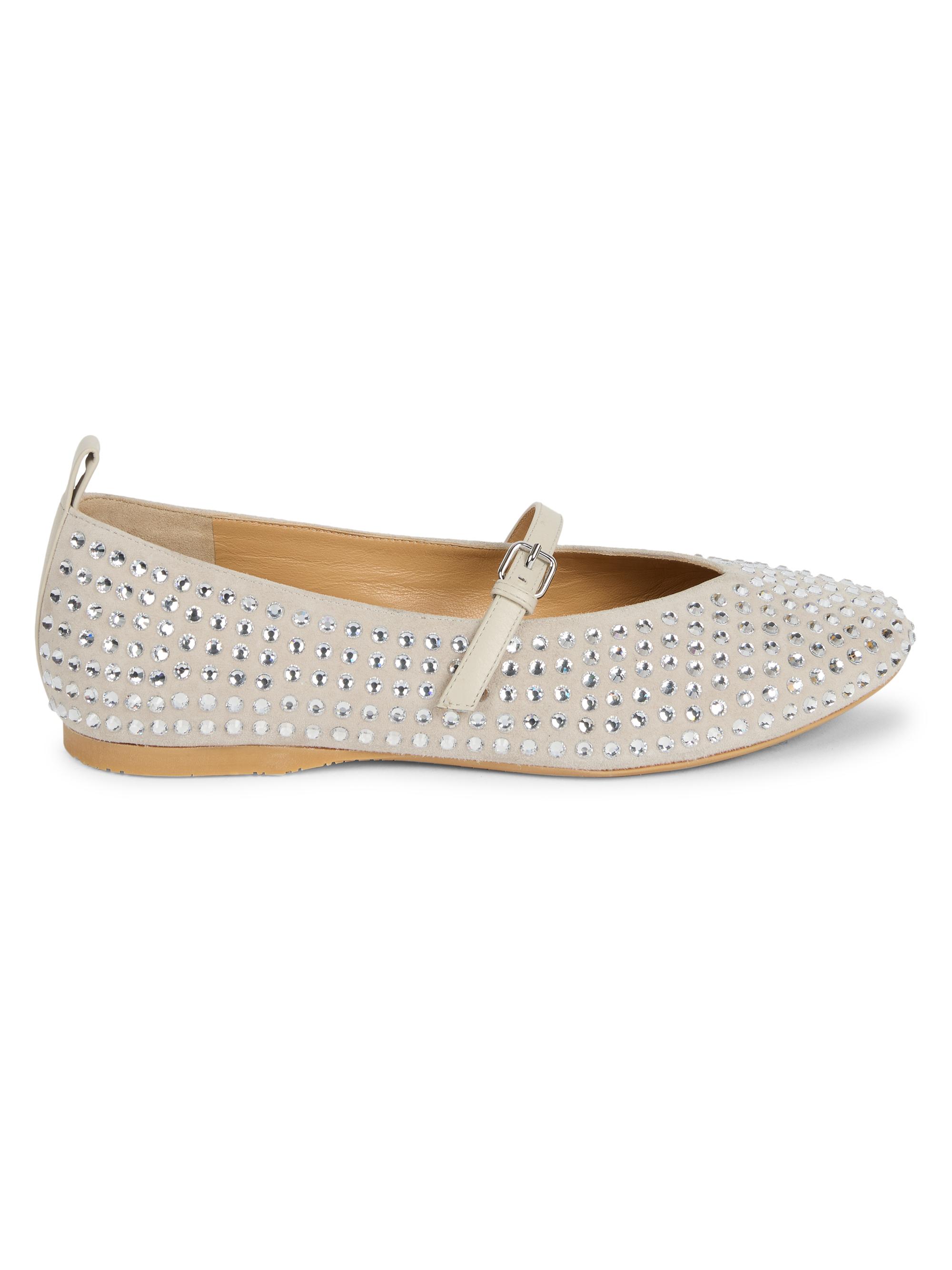 JW Anderson Women's Crystal-Embellished Leather Ballerina Flats - Light Beige