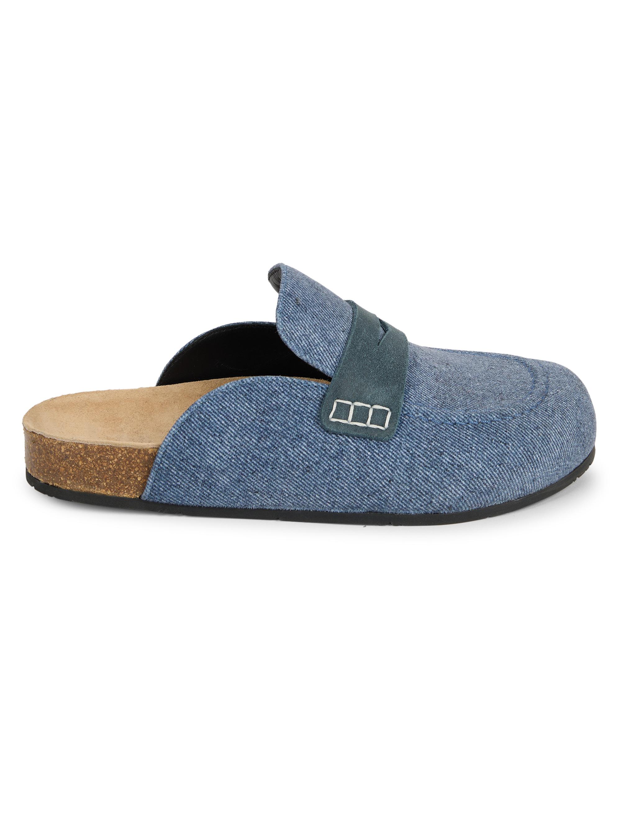 JW Anderson Women's Velvet Penny-Slot Mules - Medium Blue