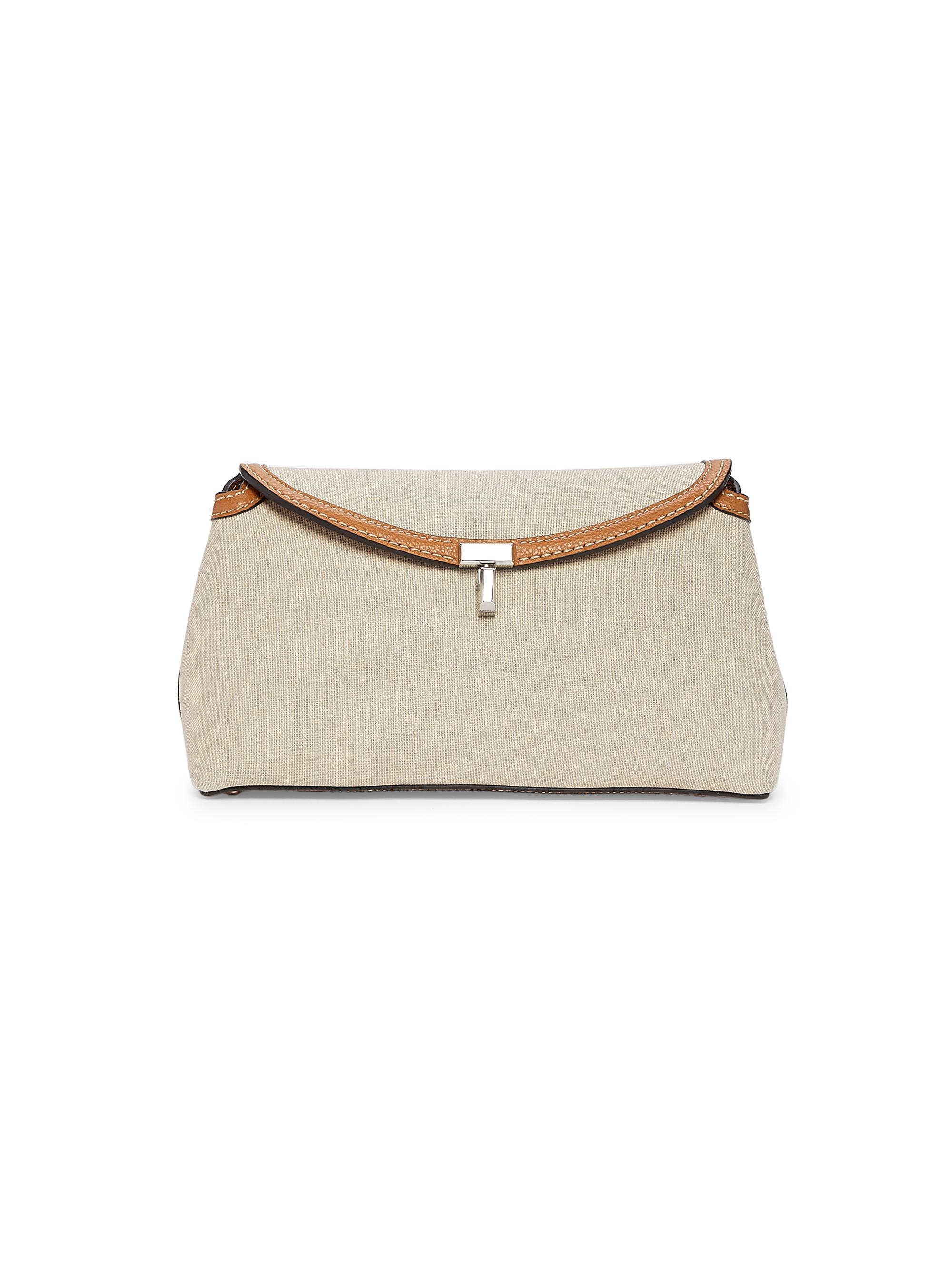 Toteme Women's T-Lock Canvas & Leather Clutch - Sand Sienna