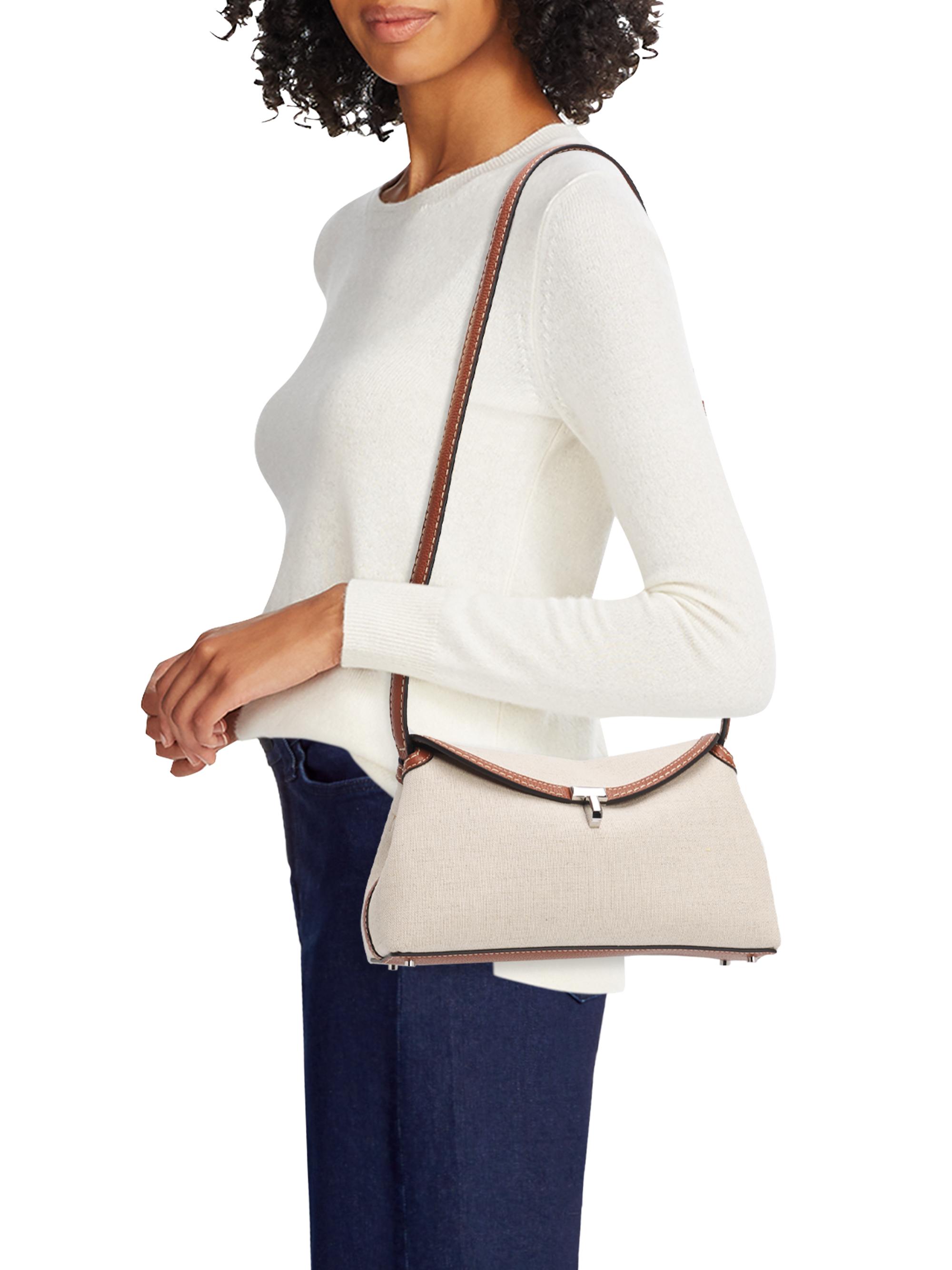 Toteme T-Lock Canvas & Leather Clutch | Saks Fifth Avenue