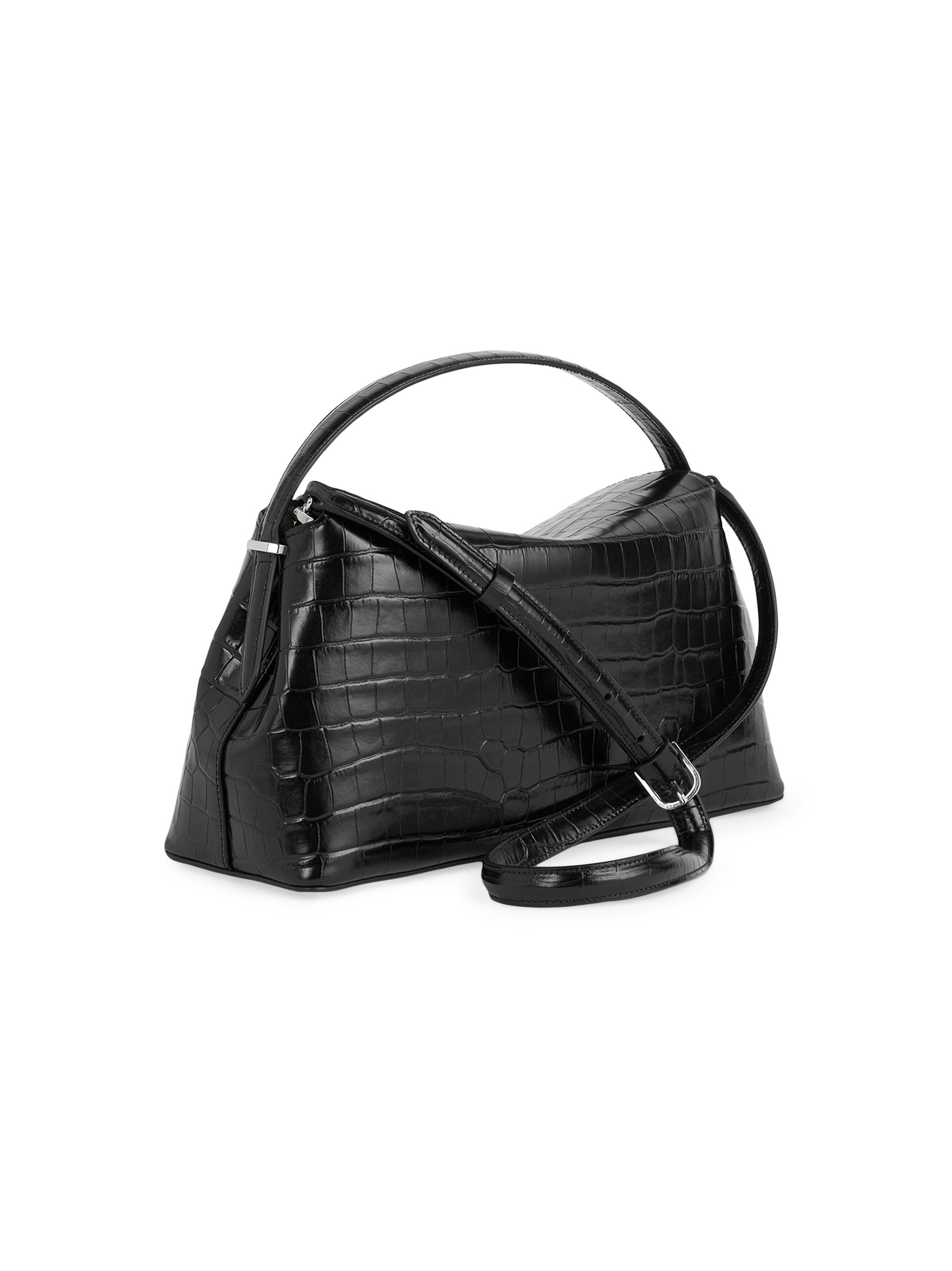 Toteme T-Lock Crocodile-Embossed Leather Top Handle Bag | Saks