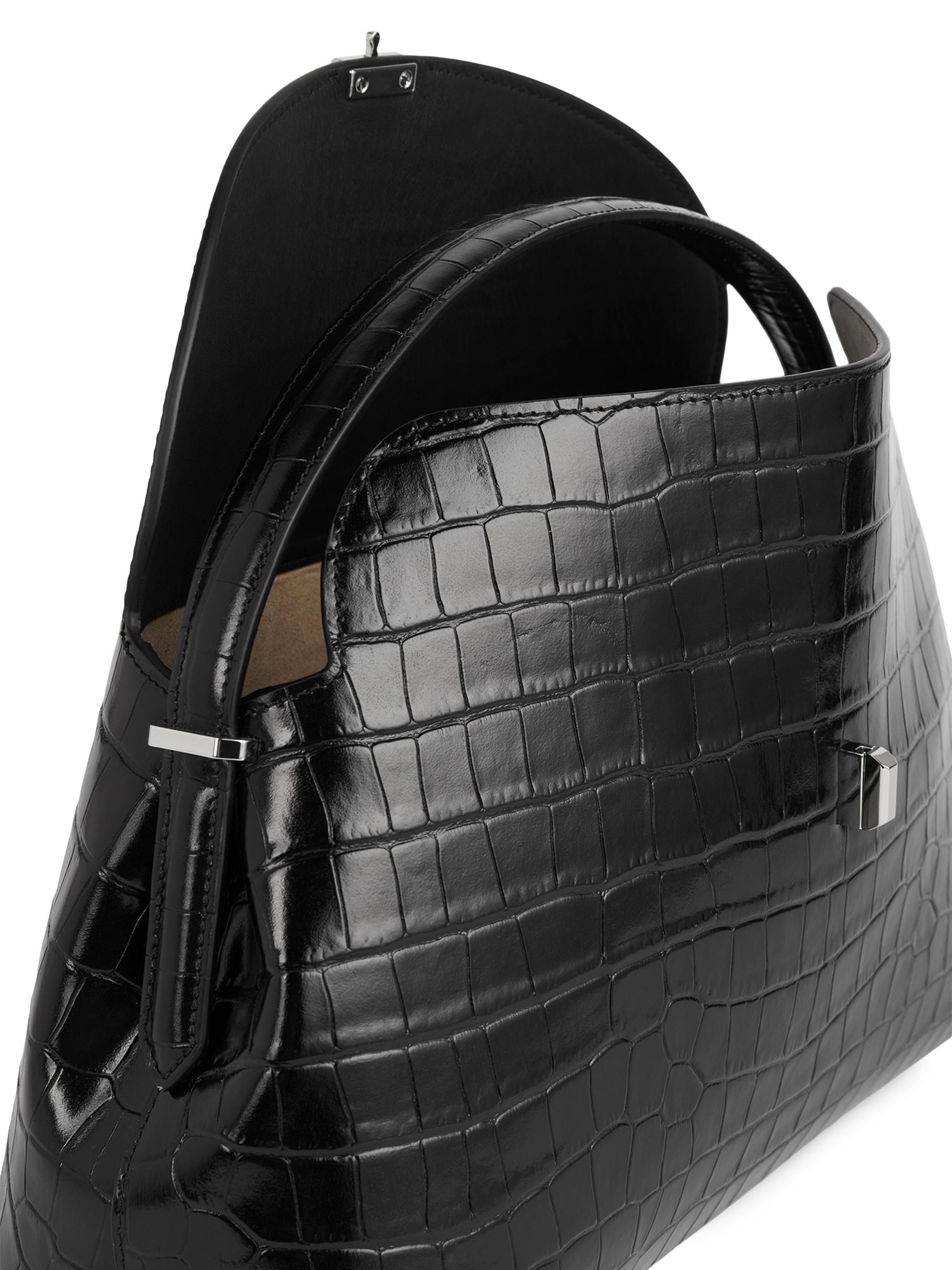 Toteme T-Lock Crocodile-Embossed Leather Top Handle Bag | Saks