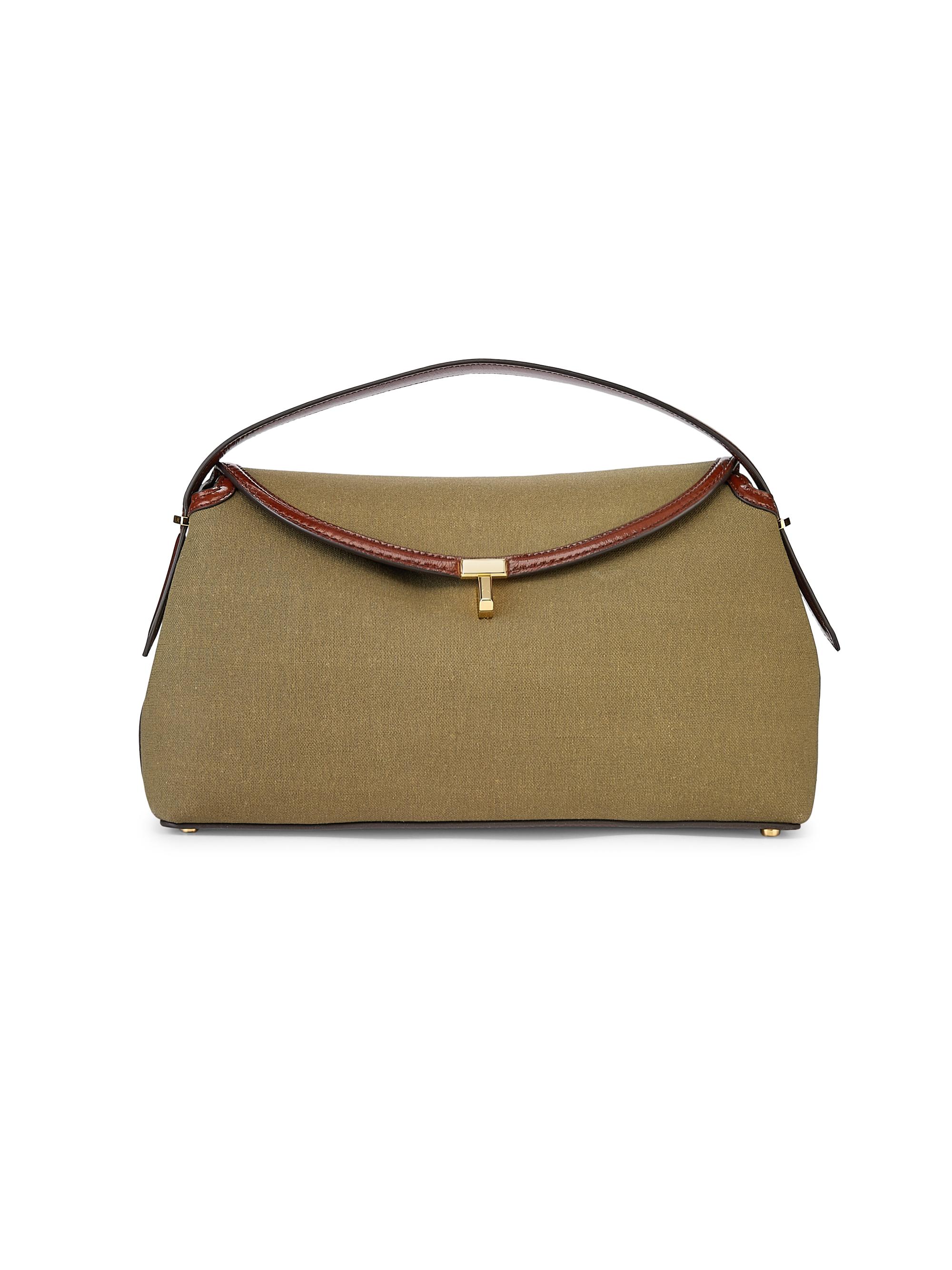 Toteme Women's T-Lock Canvas & Leather Top Handle Bag - Khaki Green