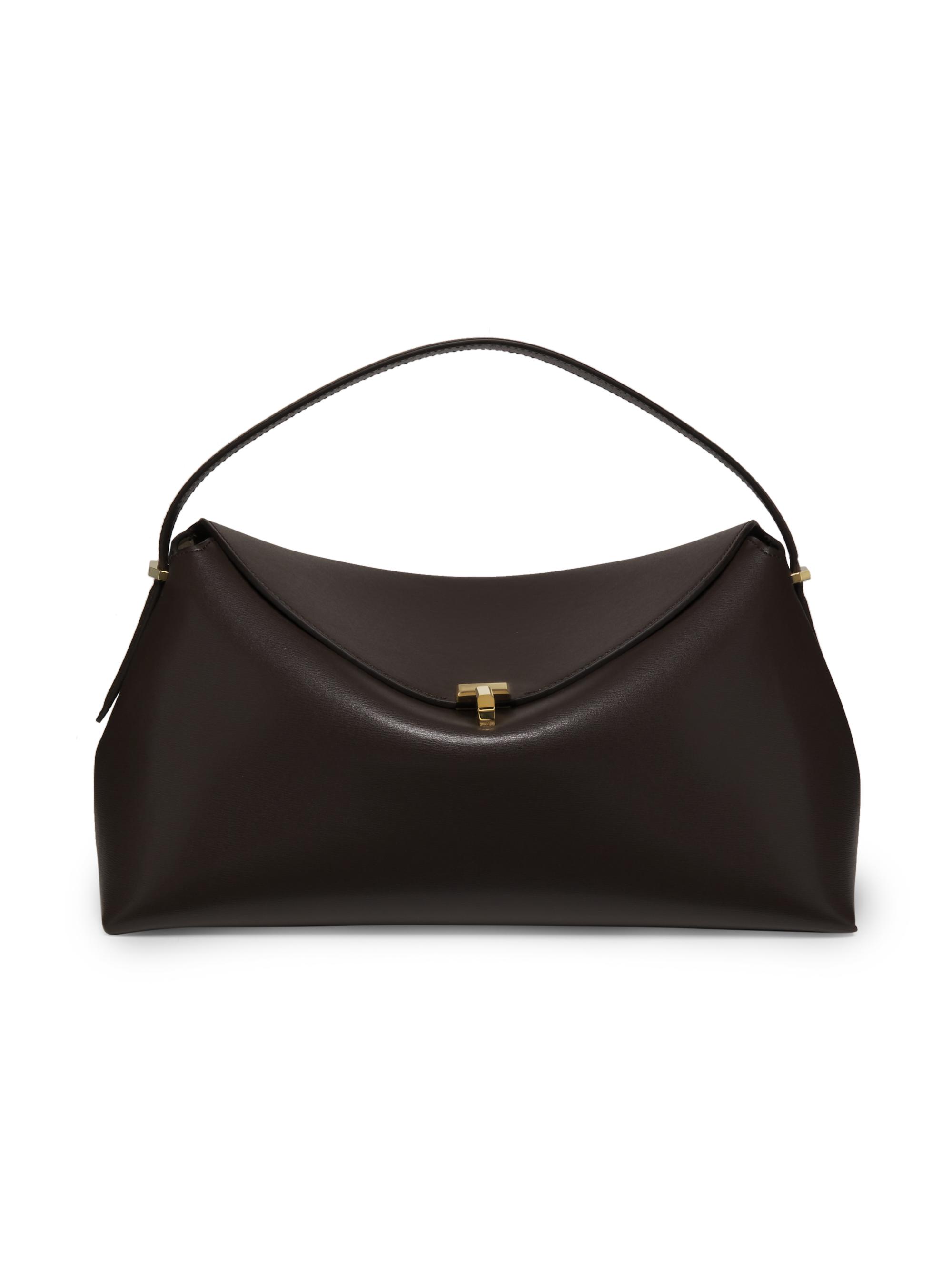 Toteme Women's T-Lock Leather Top Handle Bag - Bark