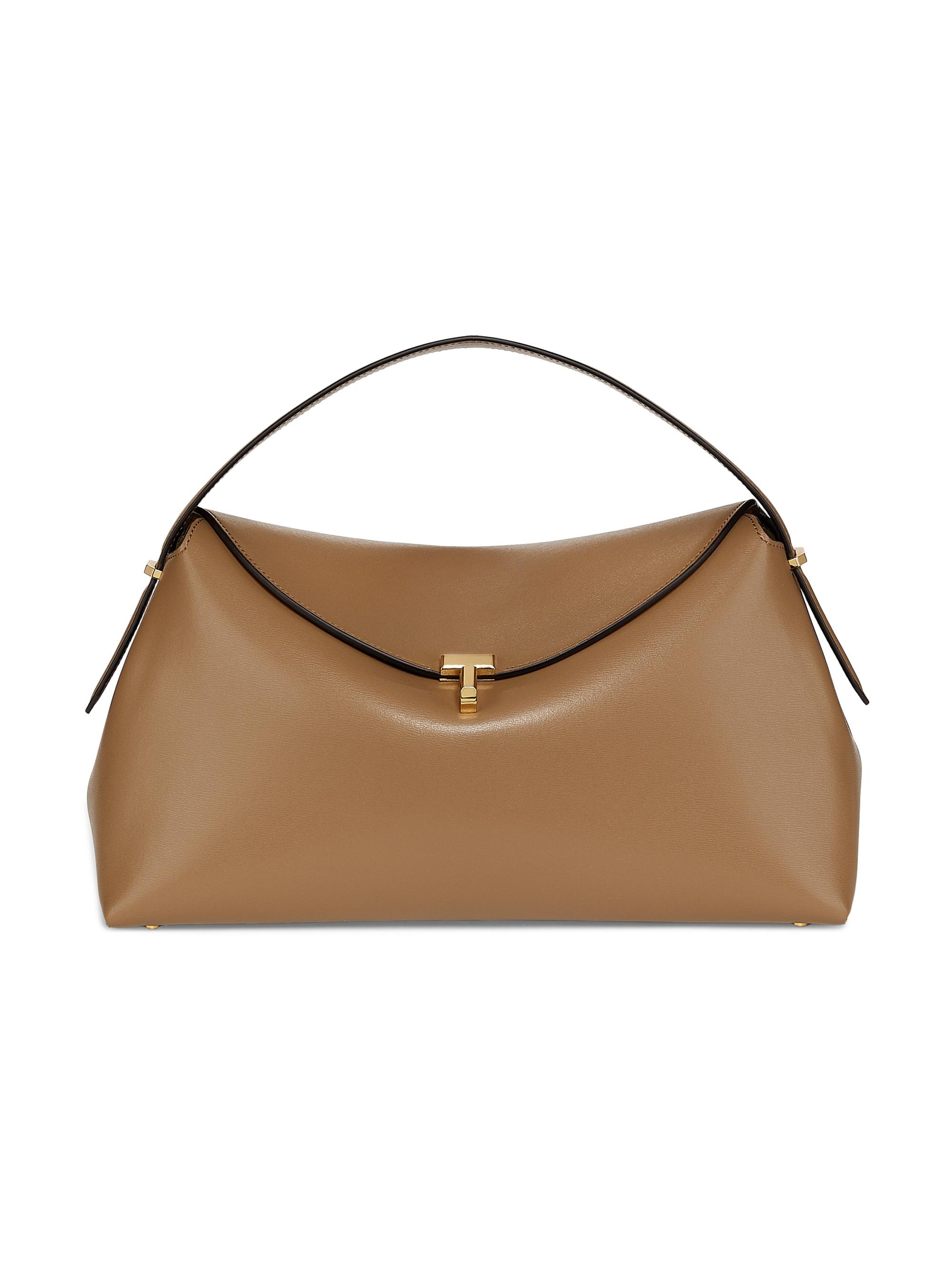 Toteme Women's T-Lock Leather Top Handle Bag - Camel