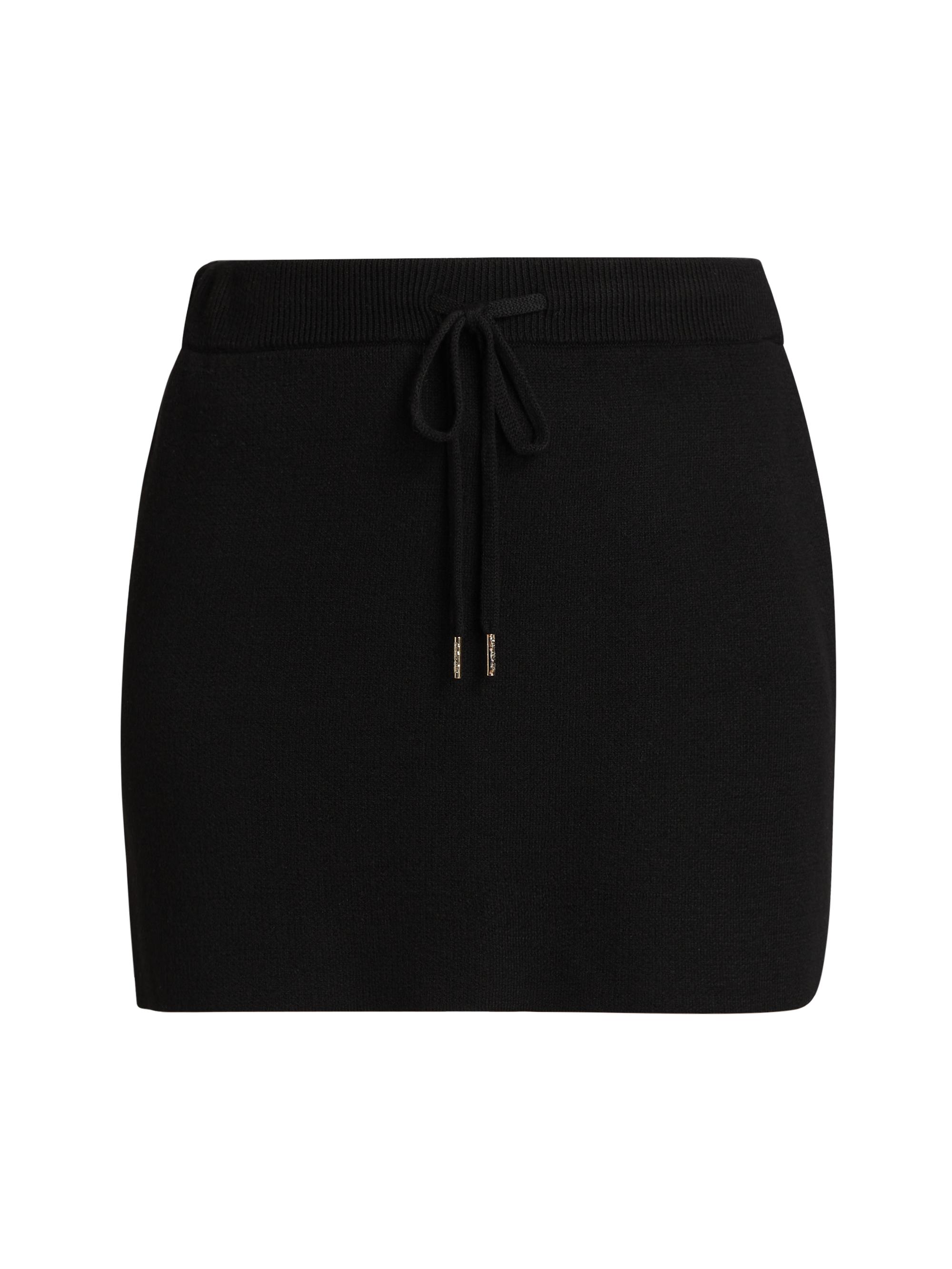 Stellae Dux Women's Stretch Knit Drawstring Miniskirt - Black