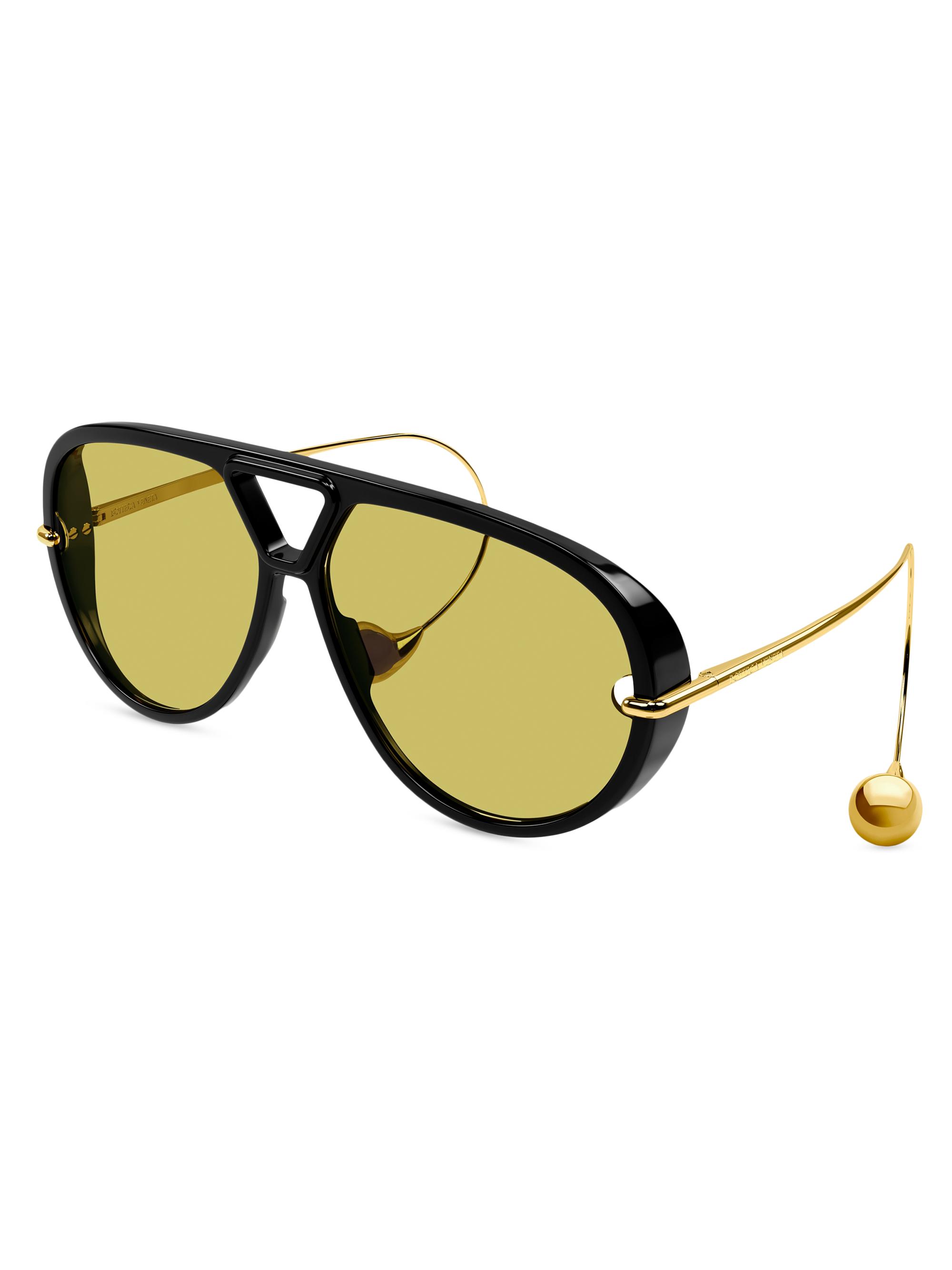 Bottega Veneta Women's Drop 63MM Aviator Sunglasses - Lime Black Gold