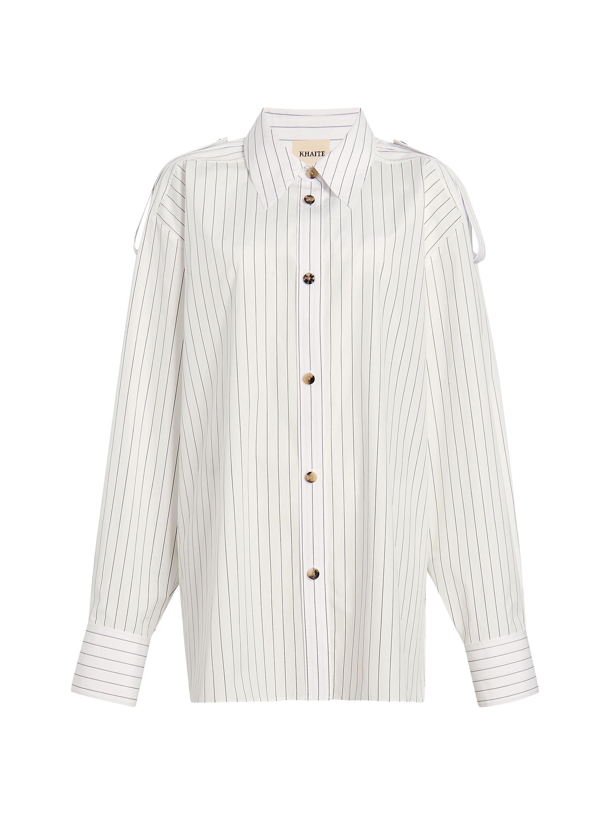 Khaite Women's Tamal Cotton Top - White Navy