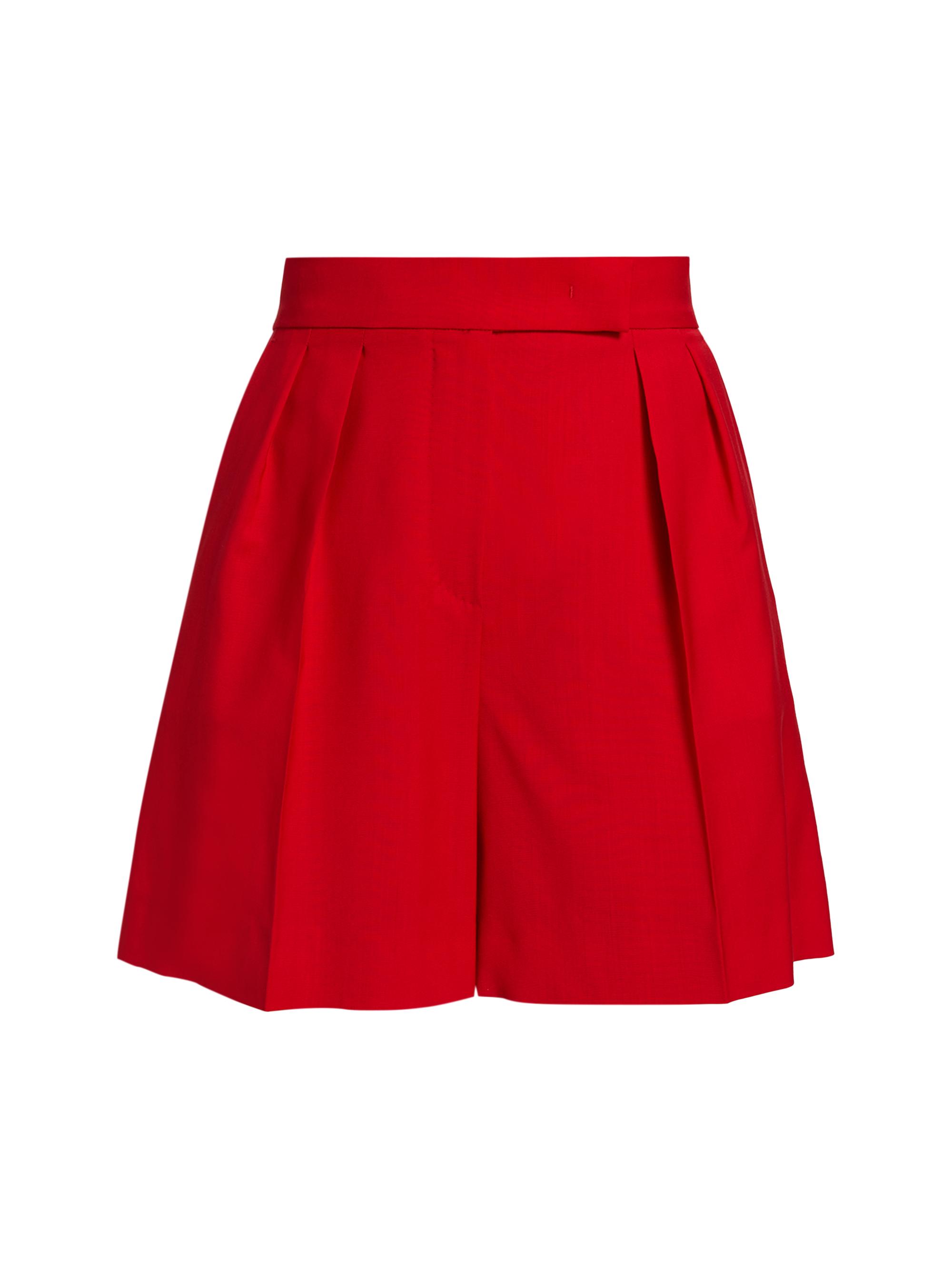 Max Mara Women's Jessica Pleated Wool Shorts - Red