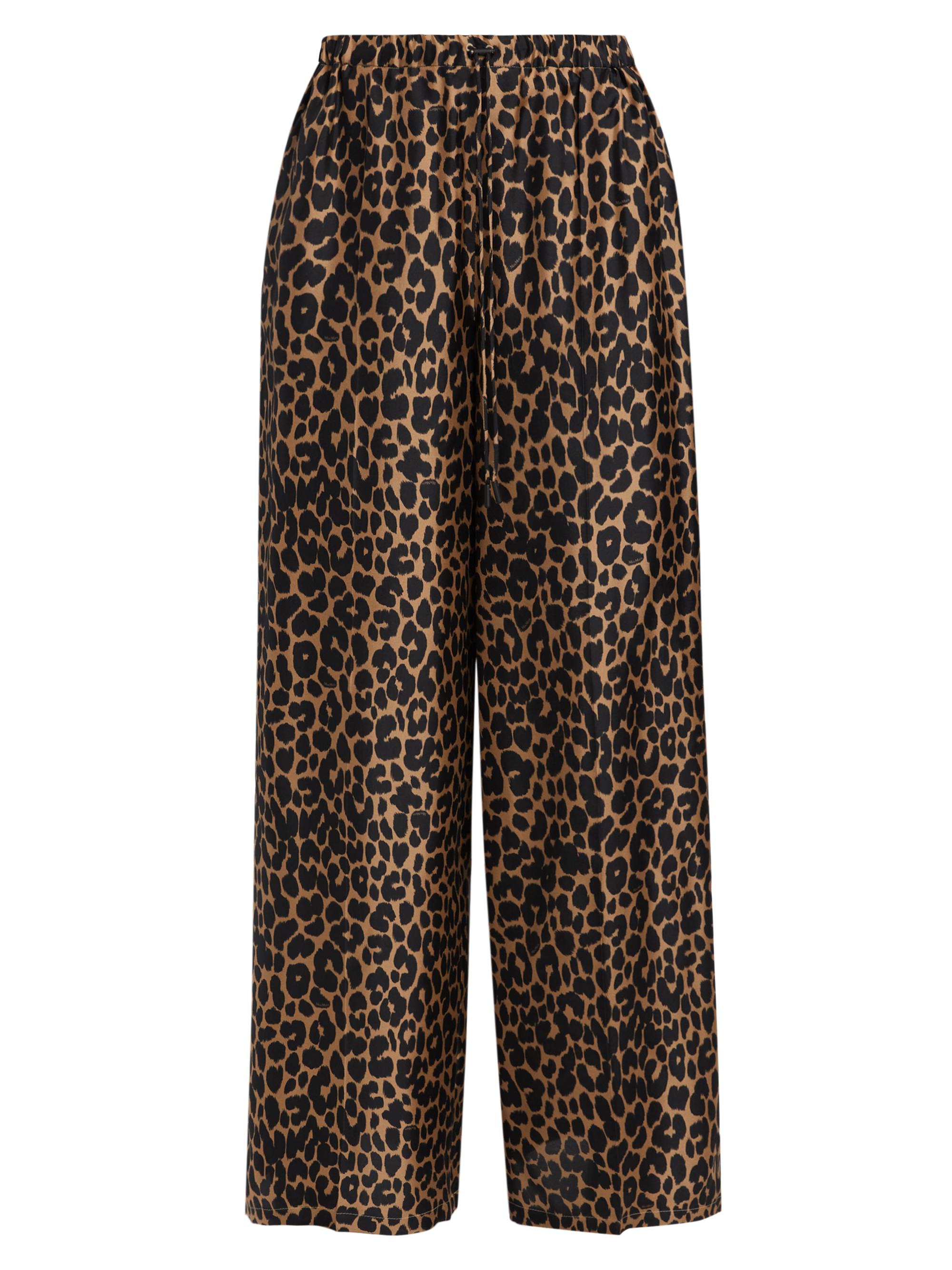 Max Mara Women's Ghinea Leopard Silk Wide-Leg Pants - Camel