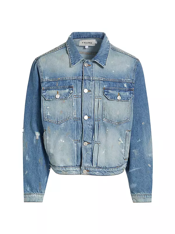 Shop Frame Distressed Denim Jacket | Saks Fifth Avenue