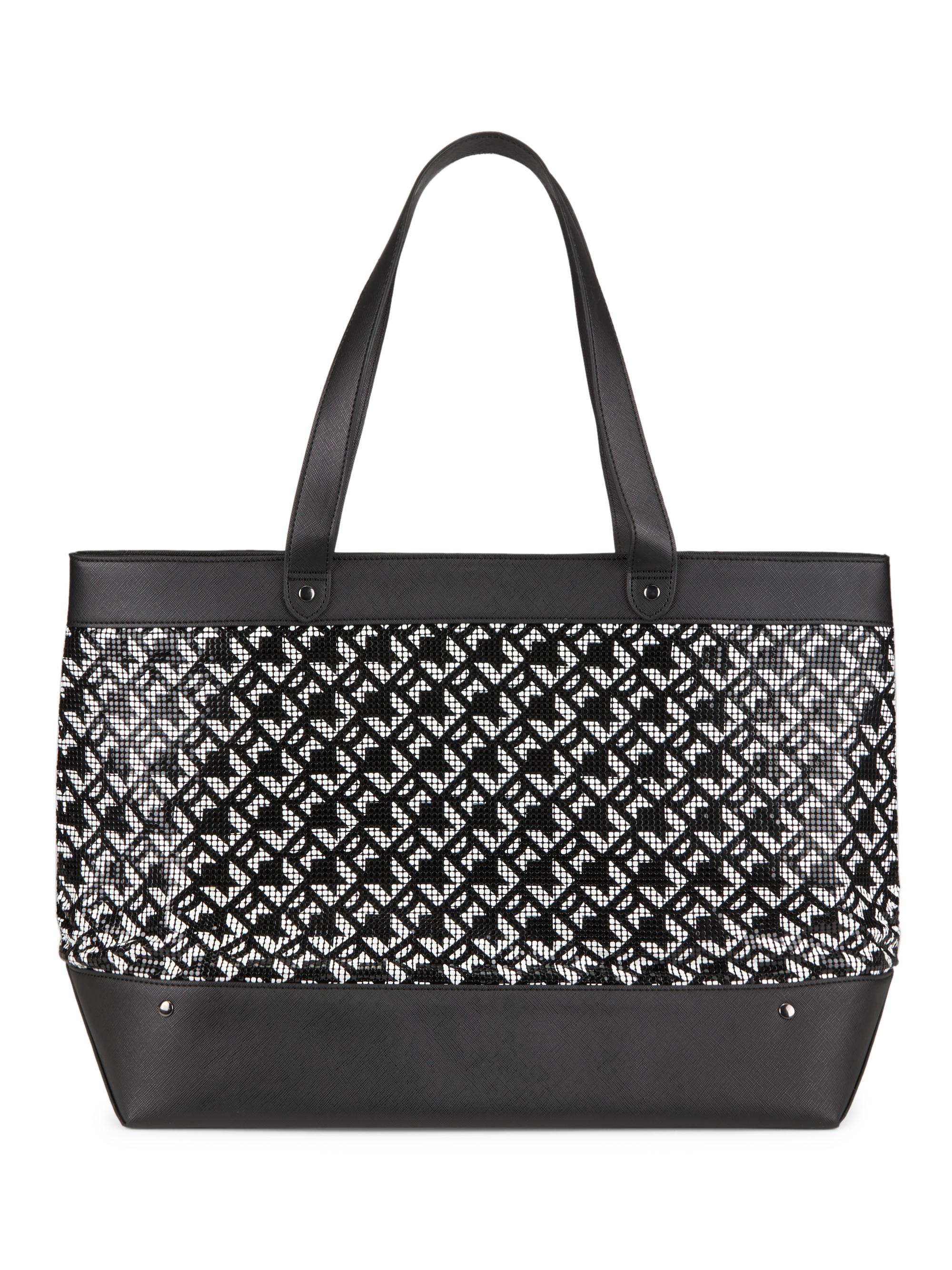 Whiting & Davis Women's Innis Painted Mesh Tote Bag - Black