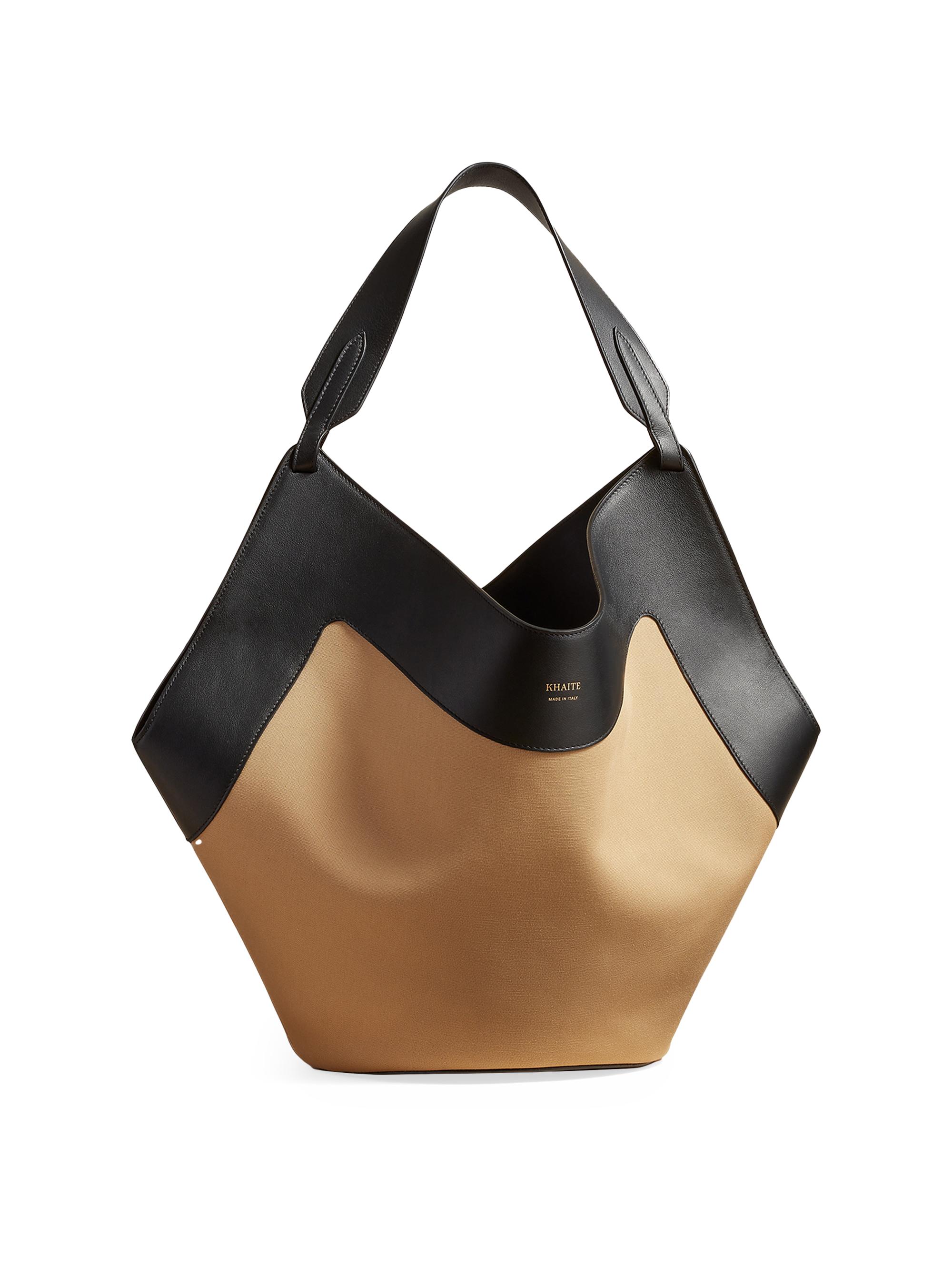 Khaite Women's  Lotus Canvas & Leather Tote Bag - Black Honey