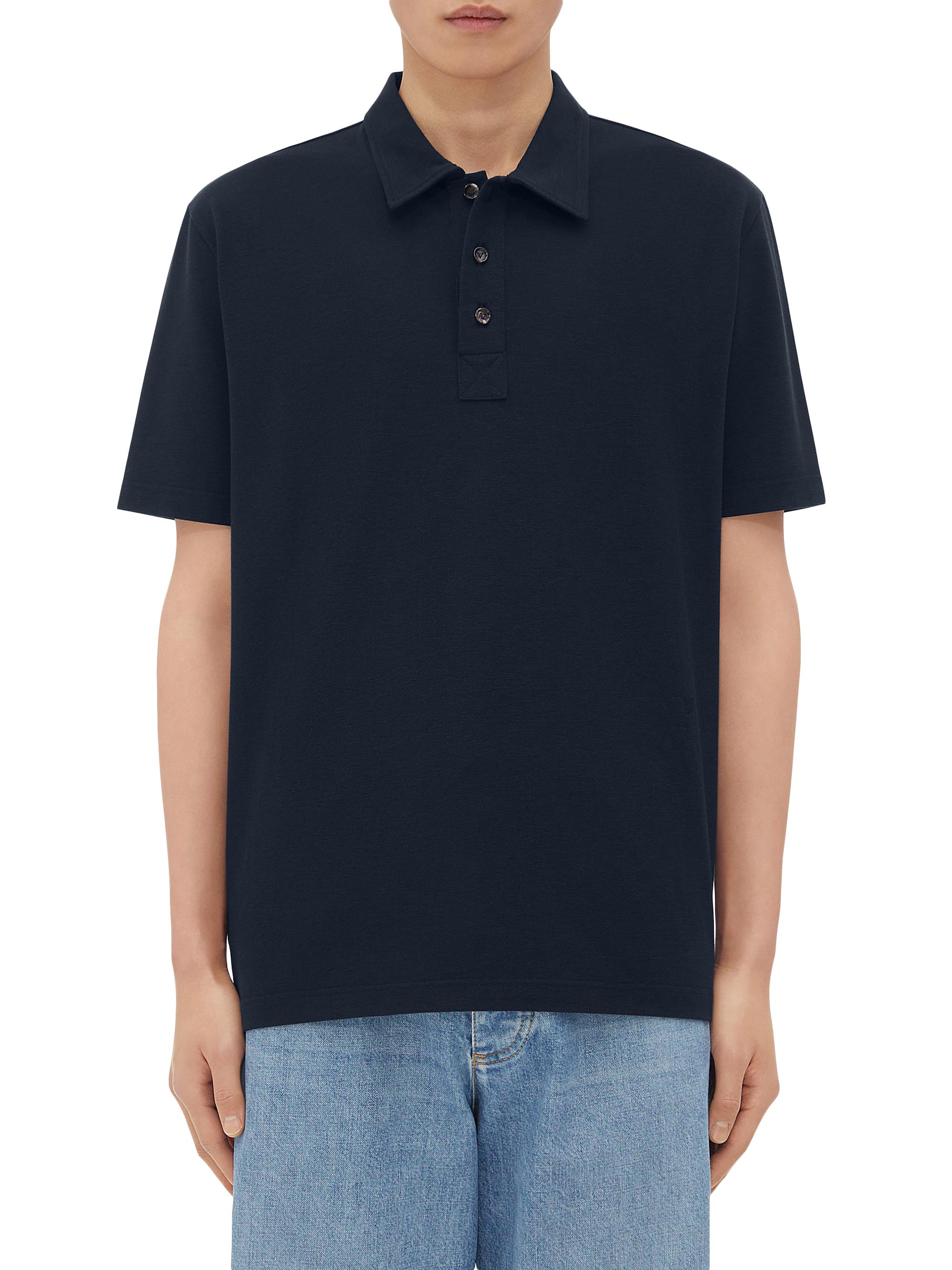 Bottega Veneta Men's Embroidered Cotton-Blend Polo - Dark Night