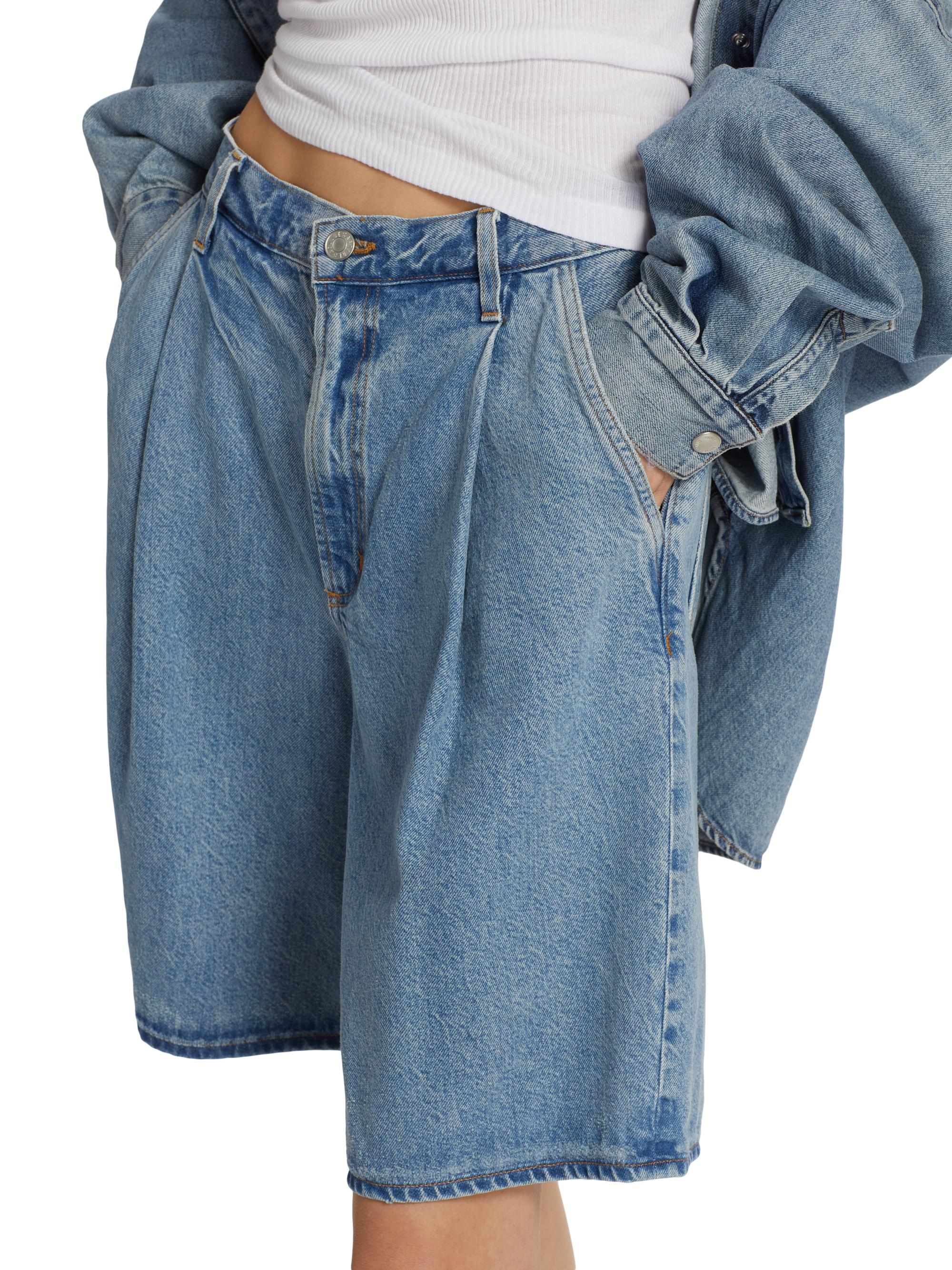 Shop Agolde Ellis Denim Wide-Leg Trousers Shorts | Saks Fifth Avenue