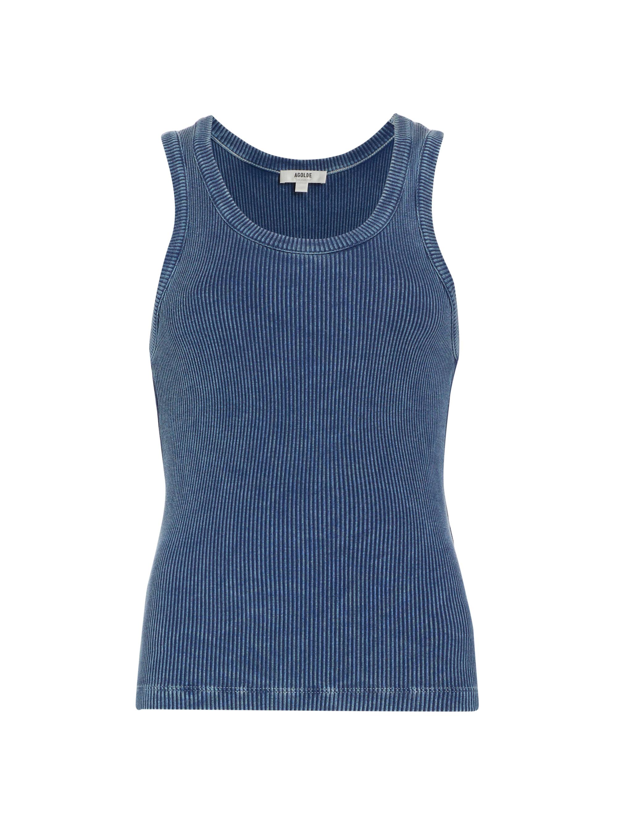 Agolde Women's Rib-Knit Scoopneck Tank - Indigo