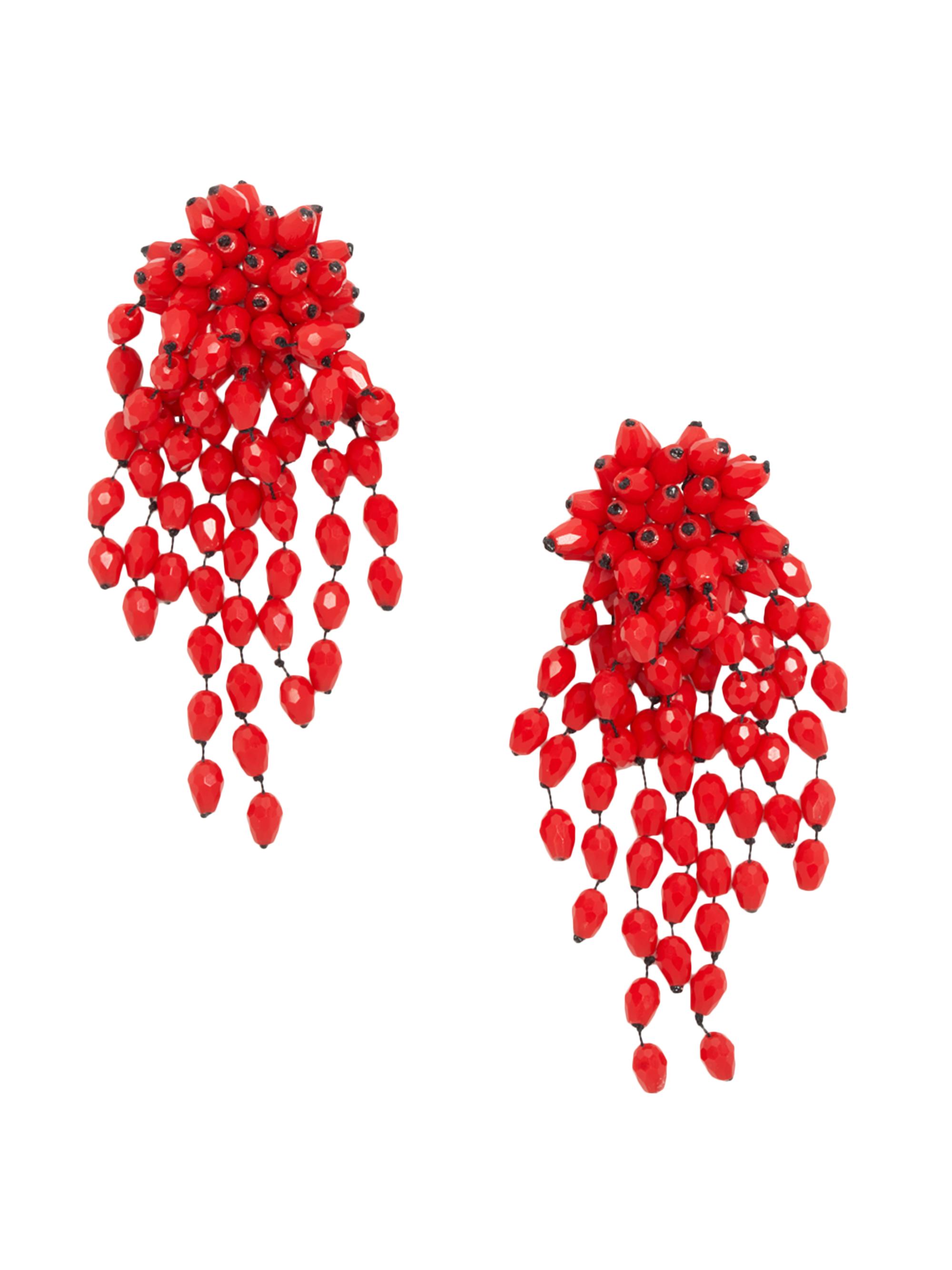 Isabel Marant Women's Beaded Clip-On Drop Earrings - Red And Silver
