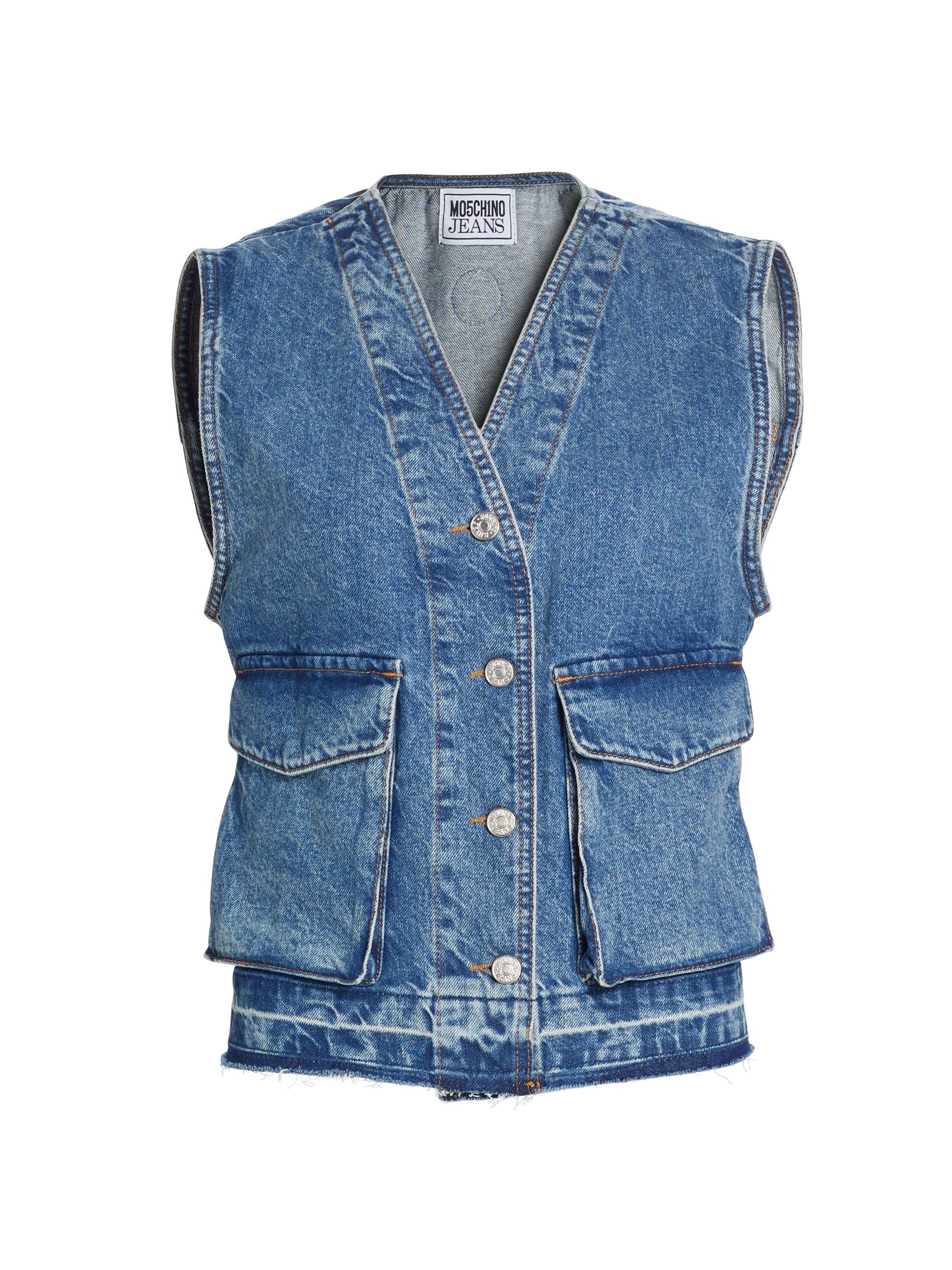 Moschino Jeans Women's Denim Flap Pocket Waistcoat - Multi Blue