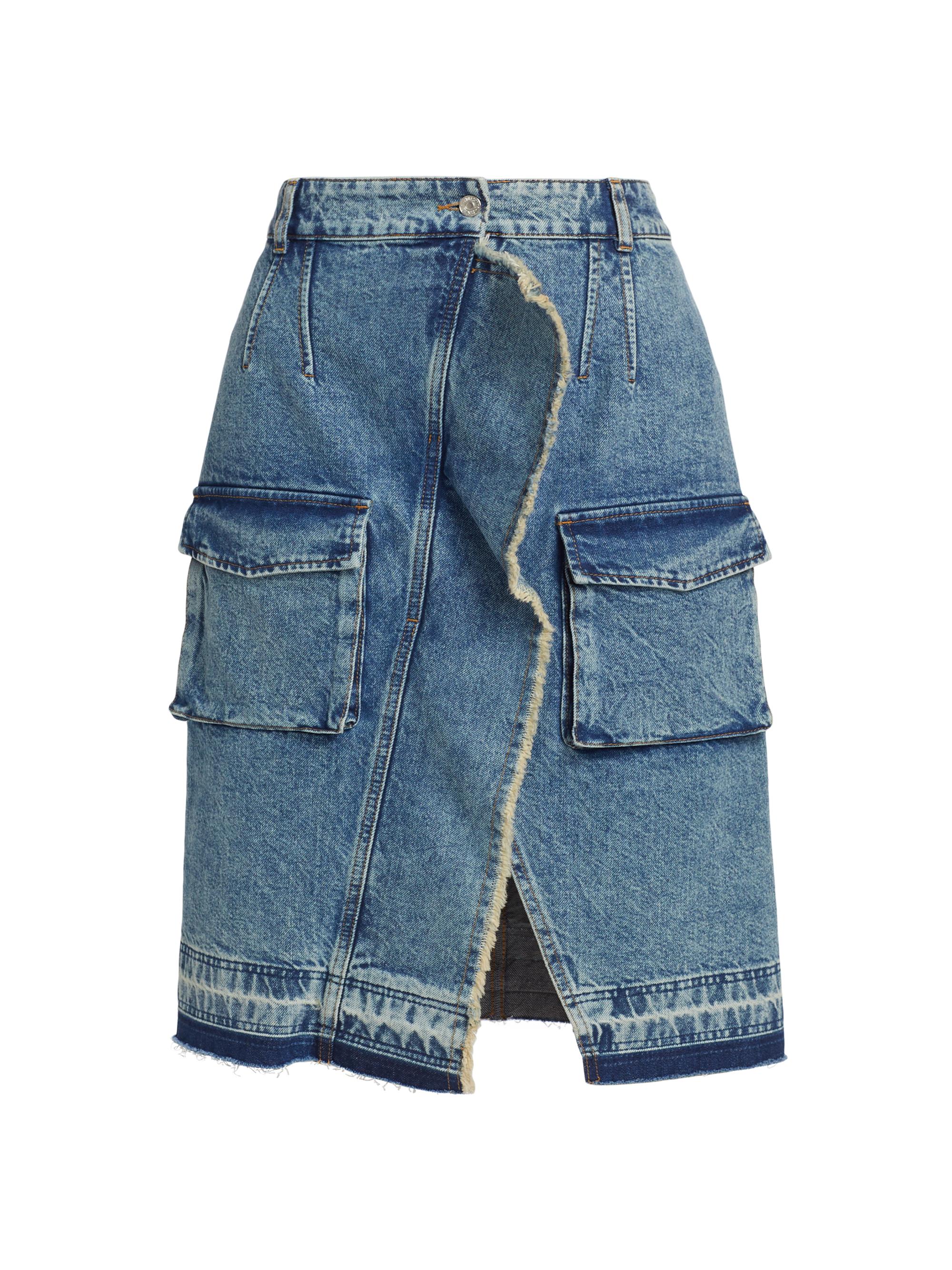 Moschino Jeans Ruffled Cargo Denim Midi-Skirt | Saks Fifth