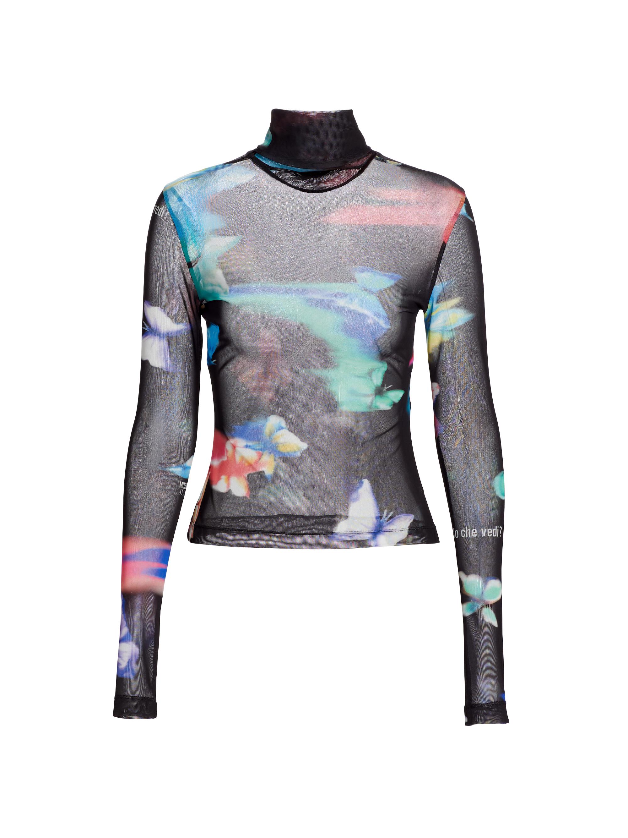 Moschino Jeans Women's Butterfly Tulle Mesh Blouse - Multi Black