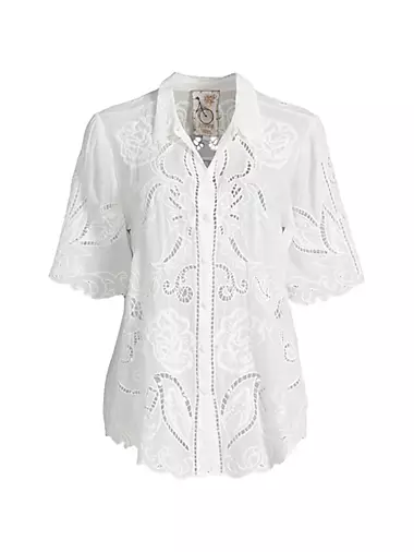 Chryssie Embroidered Short-Sleeve Blouse