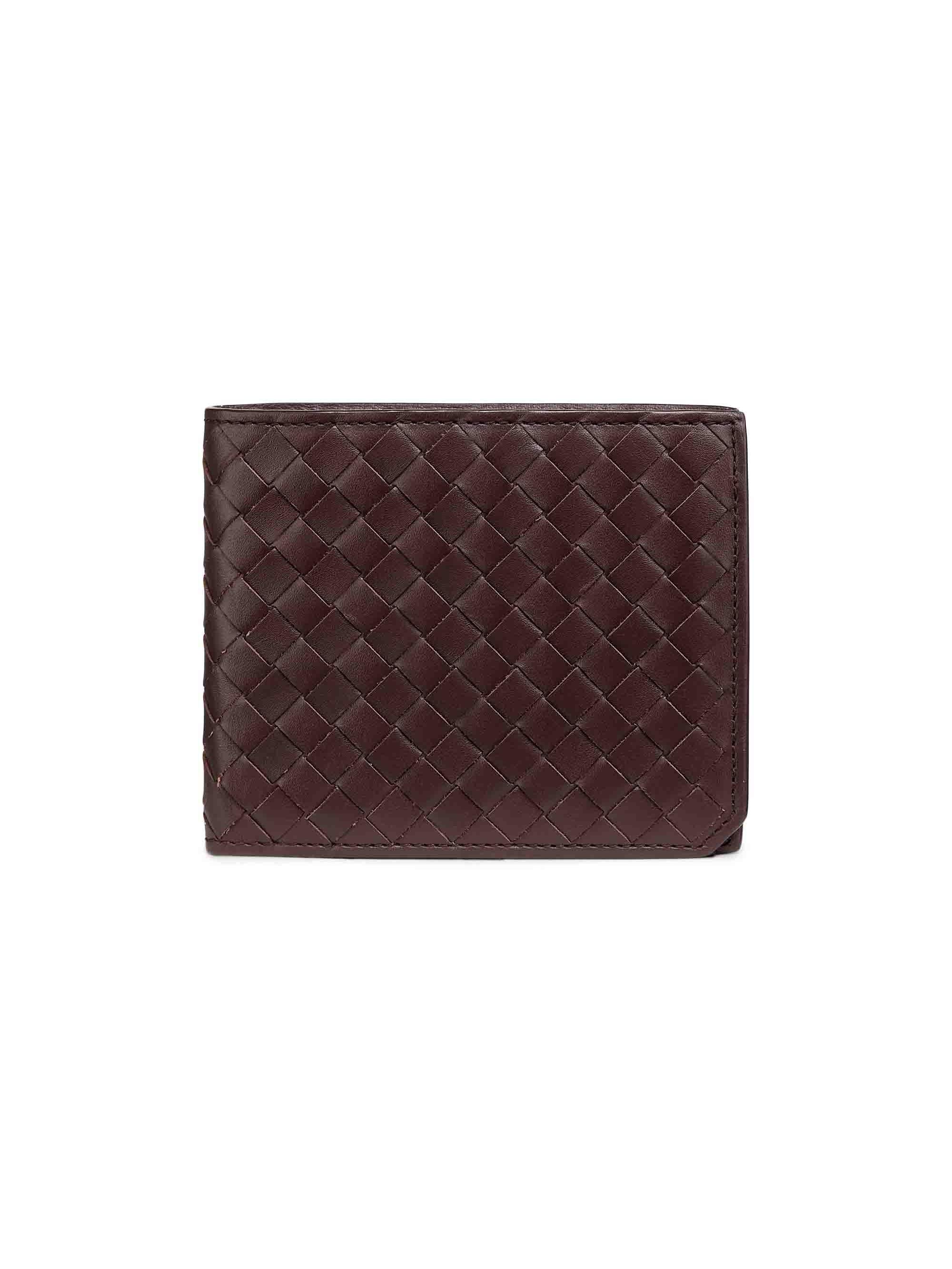 Bottega Veneta Men's Intrecciato Leather Bifold Wallet - Dark Barolo Silver