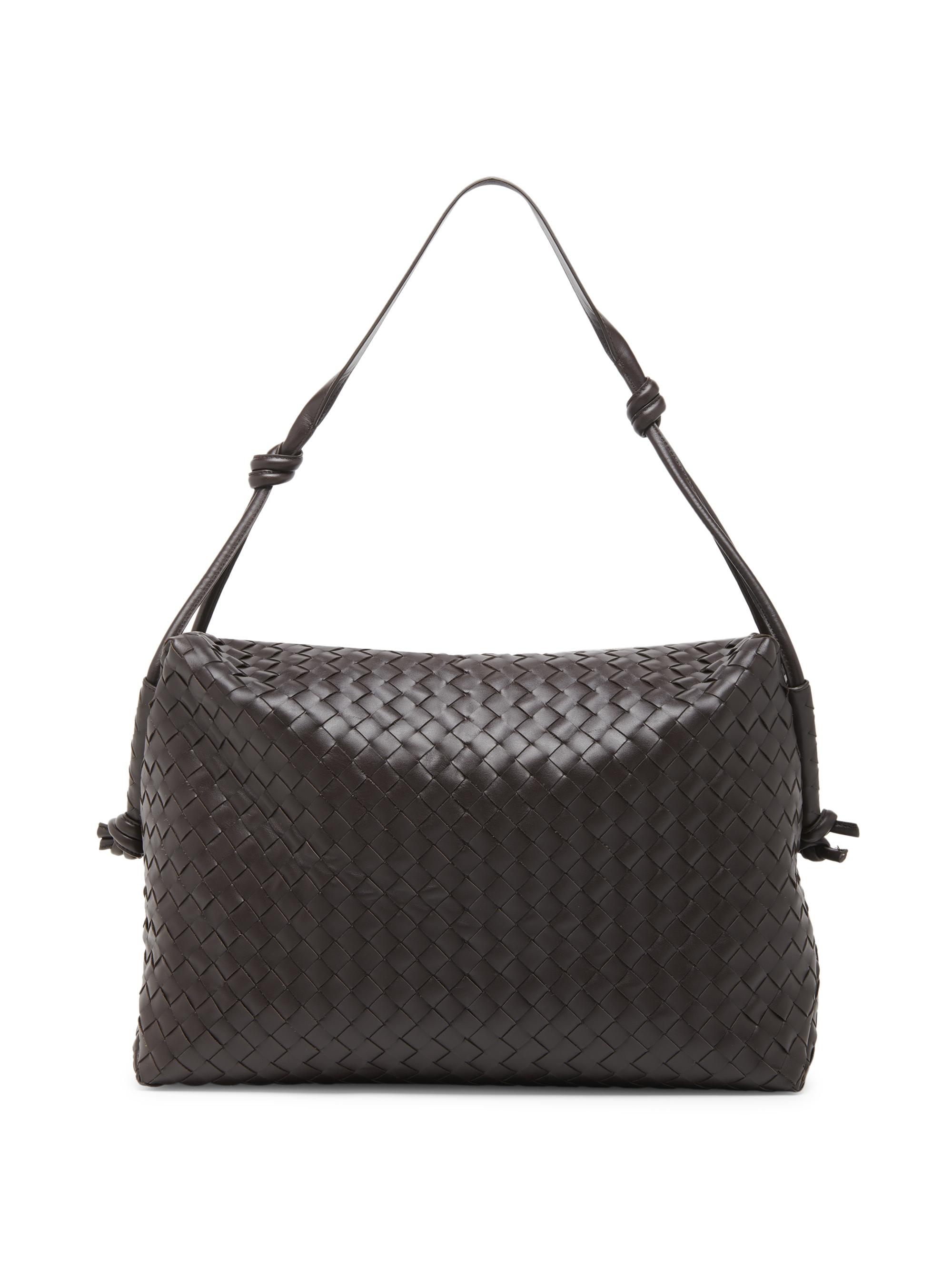 Bottega Veneta Men's Medium Loop Intrecciato Leather Weekender Bag - Fondant Brass