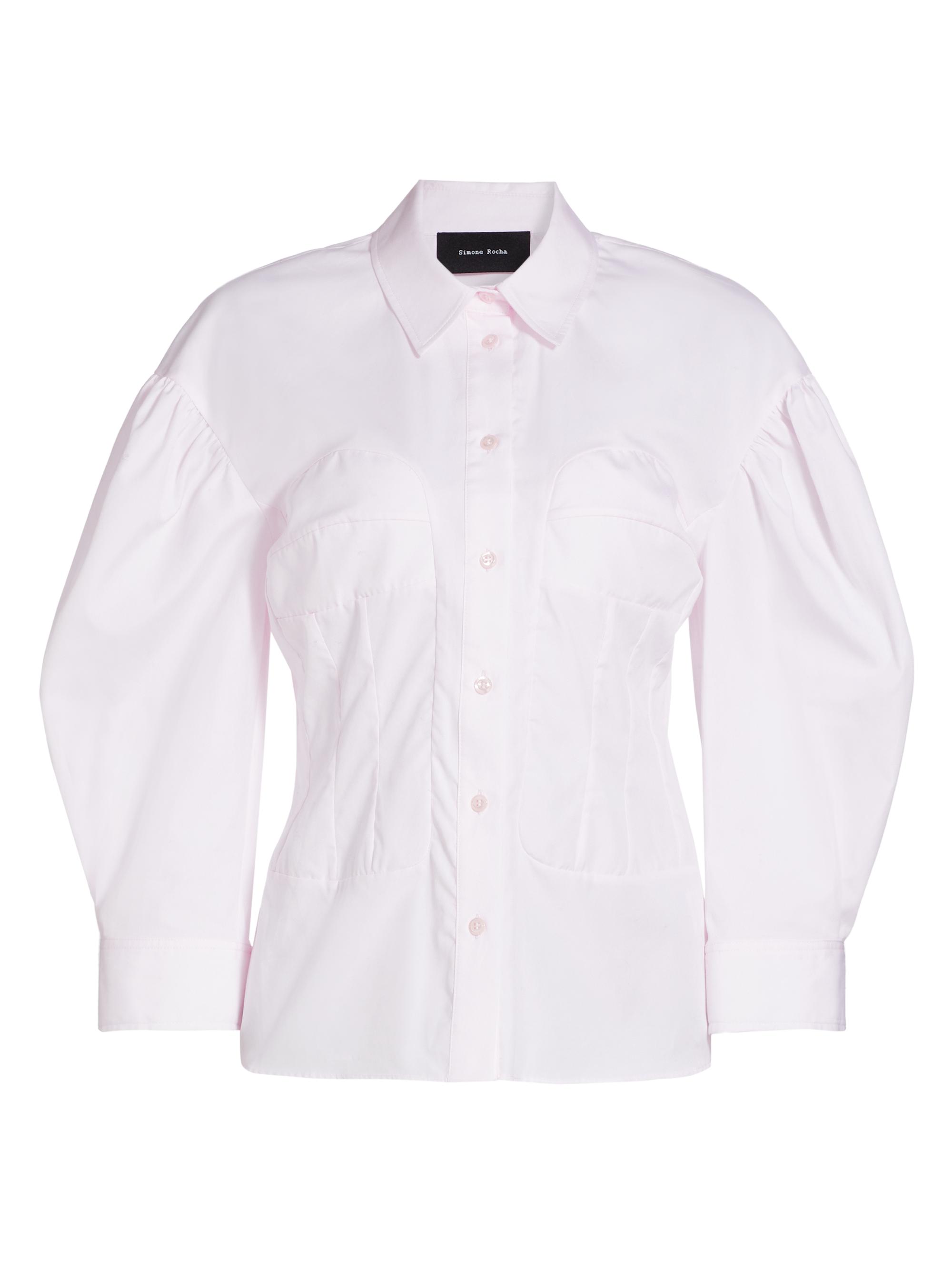 Simone Rocha Women's Corset Seamed Poplin Shirt - Pale Pink