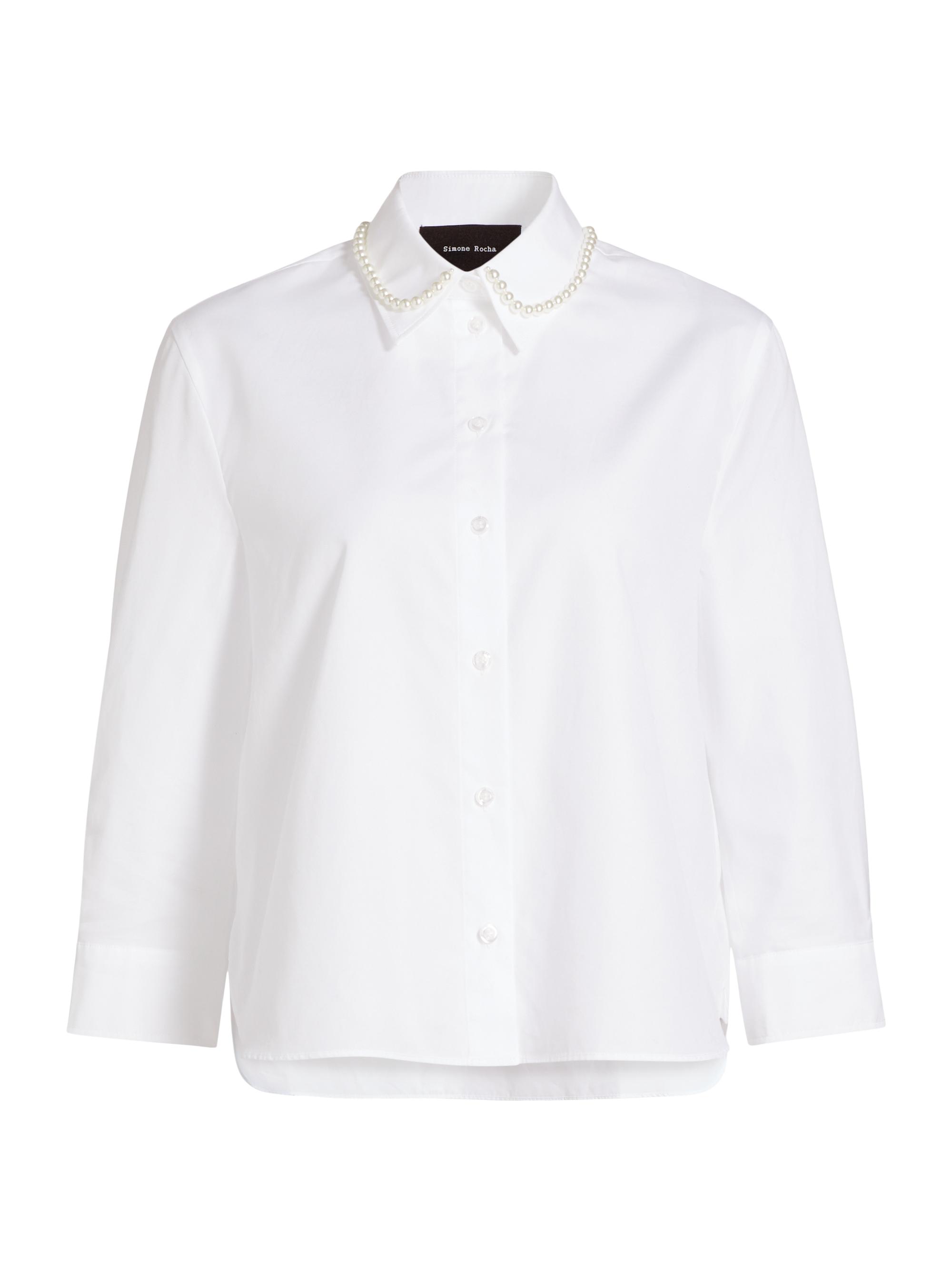 Simone Rocha Women's Embellished Button-Front Shirt - White Pearl