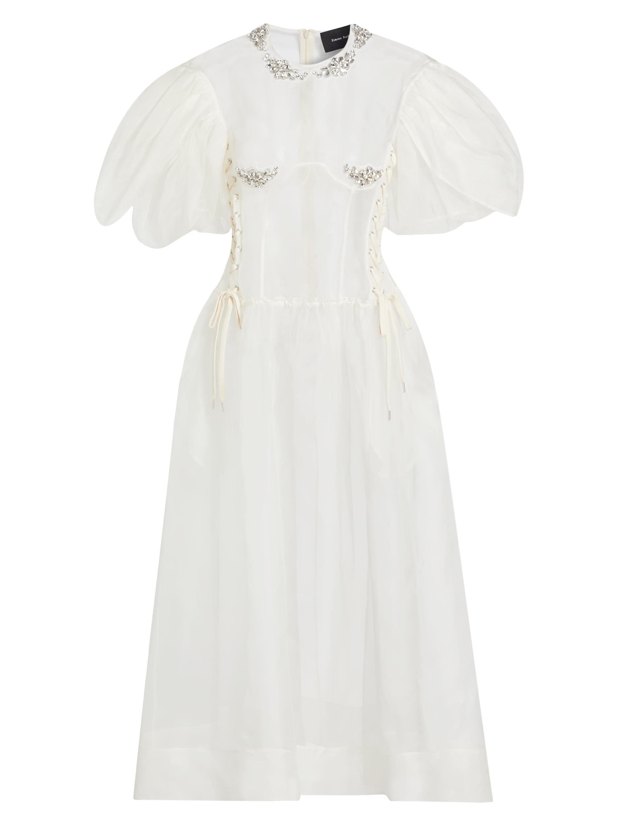 Shop Simone Rocha Silk Organza Corset Midi-Dress | Saks Fifth Avenue