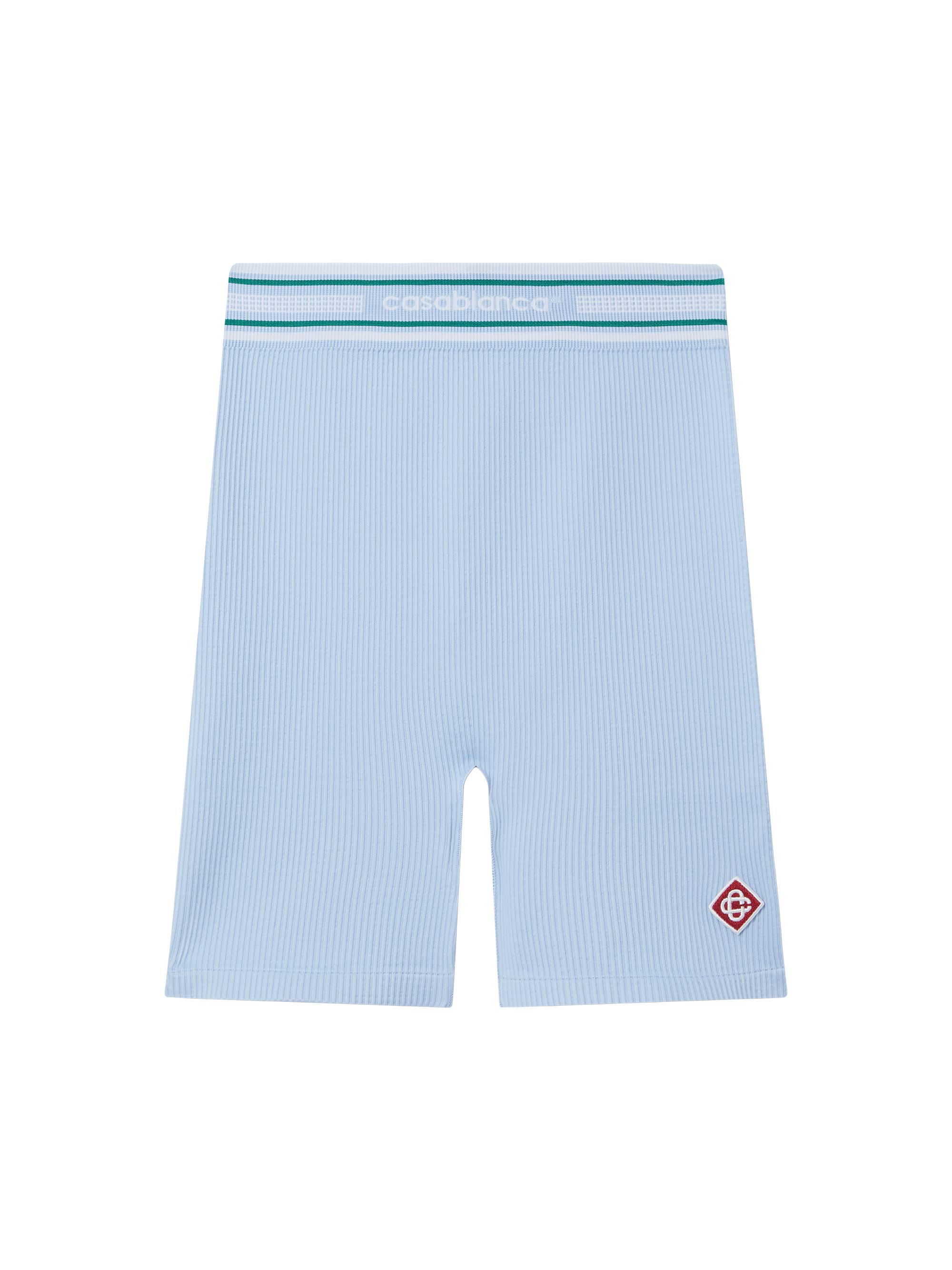 Casablanca Women's Seamless Rib-Knit Stretch Bike Shorts - Pale Blue
