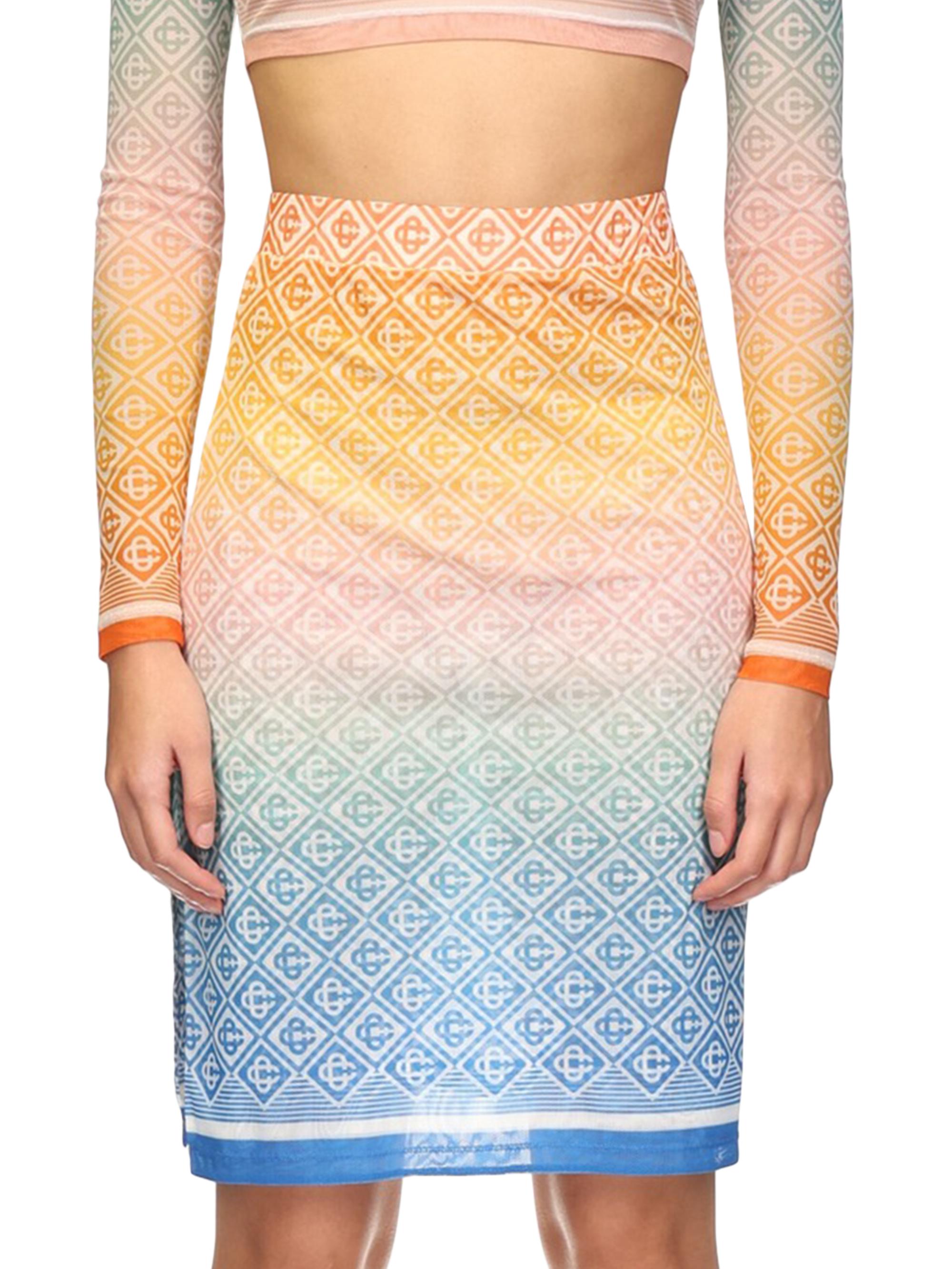 Casablanca Women's Geometric Print Mesh Midi-Skirt - Diamond Monogram Degrade