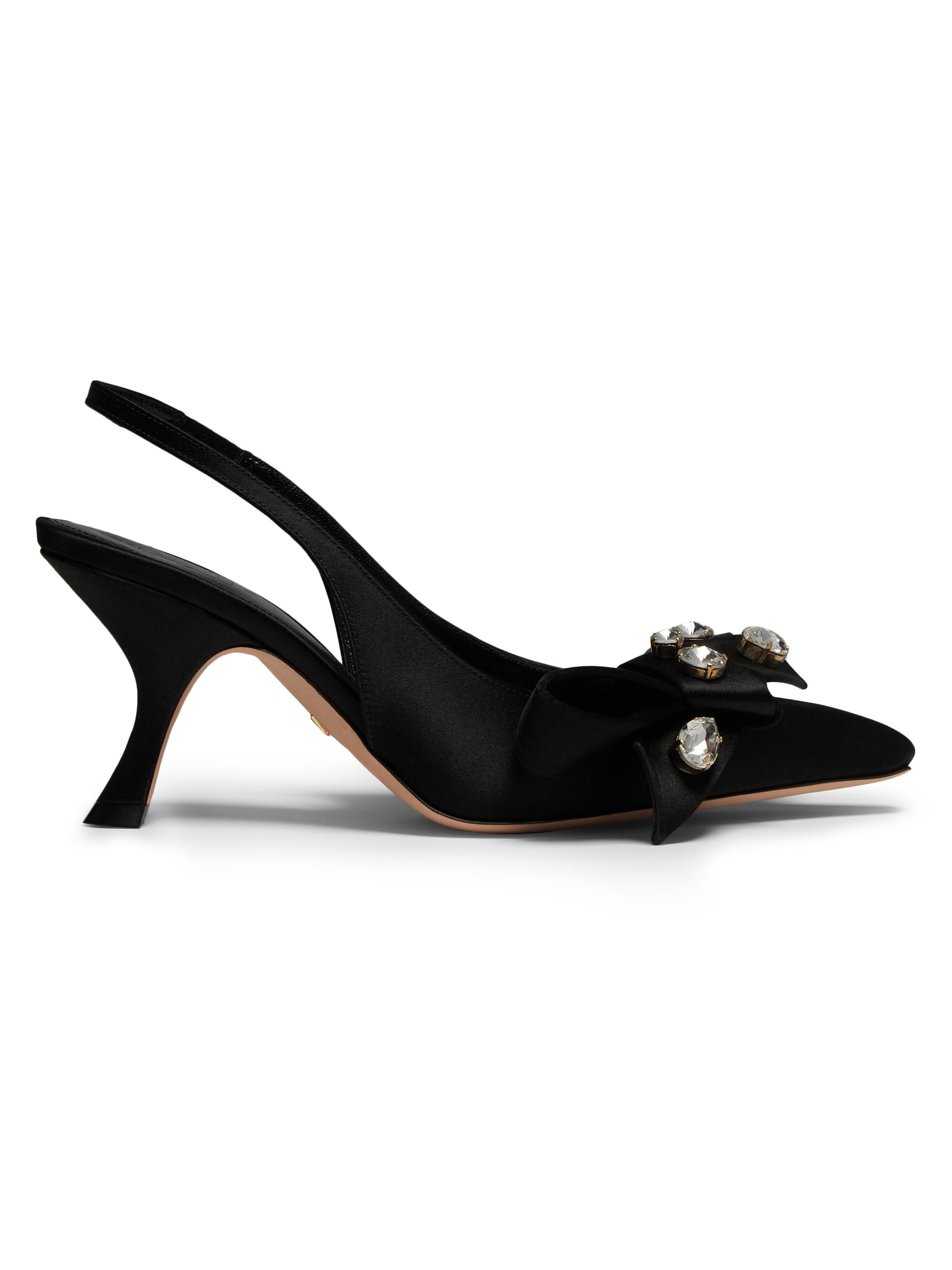 Giambattista Valli Women's 7MM Crystal-Embellished Satin Slingback Pumps - Black Crystal