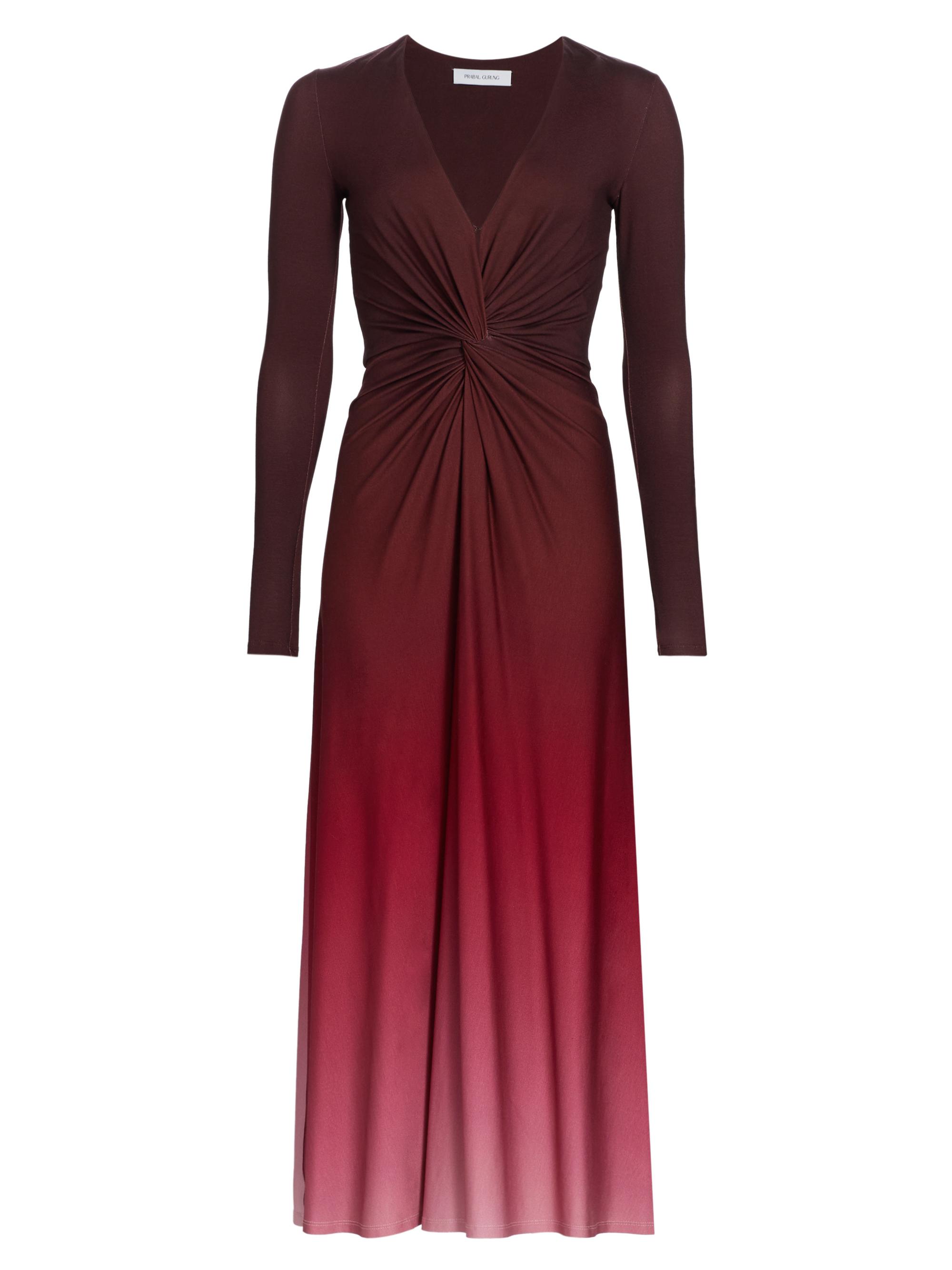 Prabal Gurung Women's Twist-Front Midi-Dress - Sangria Ombre
